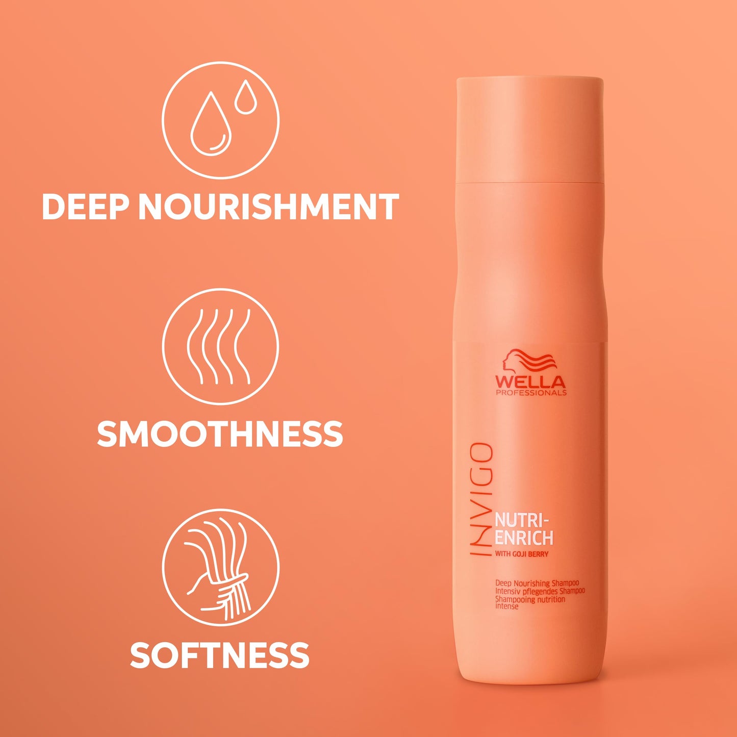Salmon Wella Professionals Invigo Nutri-Enrich Deep Nourishing Shampoo | For Dry or Stressed Hair | 33.8 Fl oz