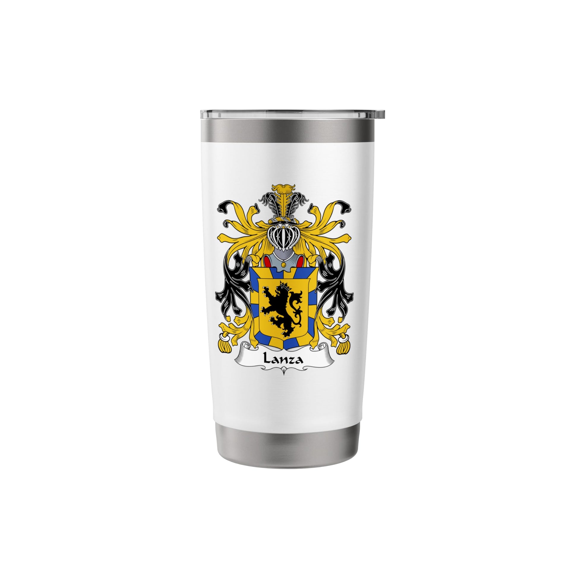 White Smoke Lanza Coat of Arms - Family Crest Stainless Steel Insulated Tumbler