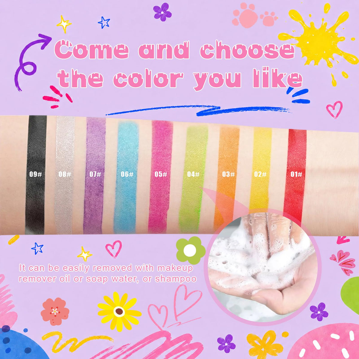 Thistle Red&White&Blue Temporary Hair Color Stick Gifts For Teens & Adults