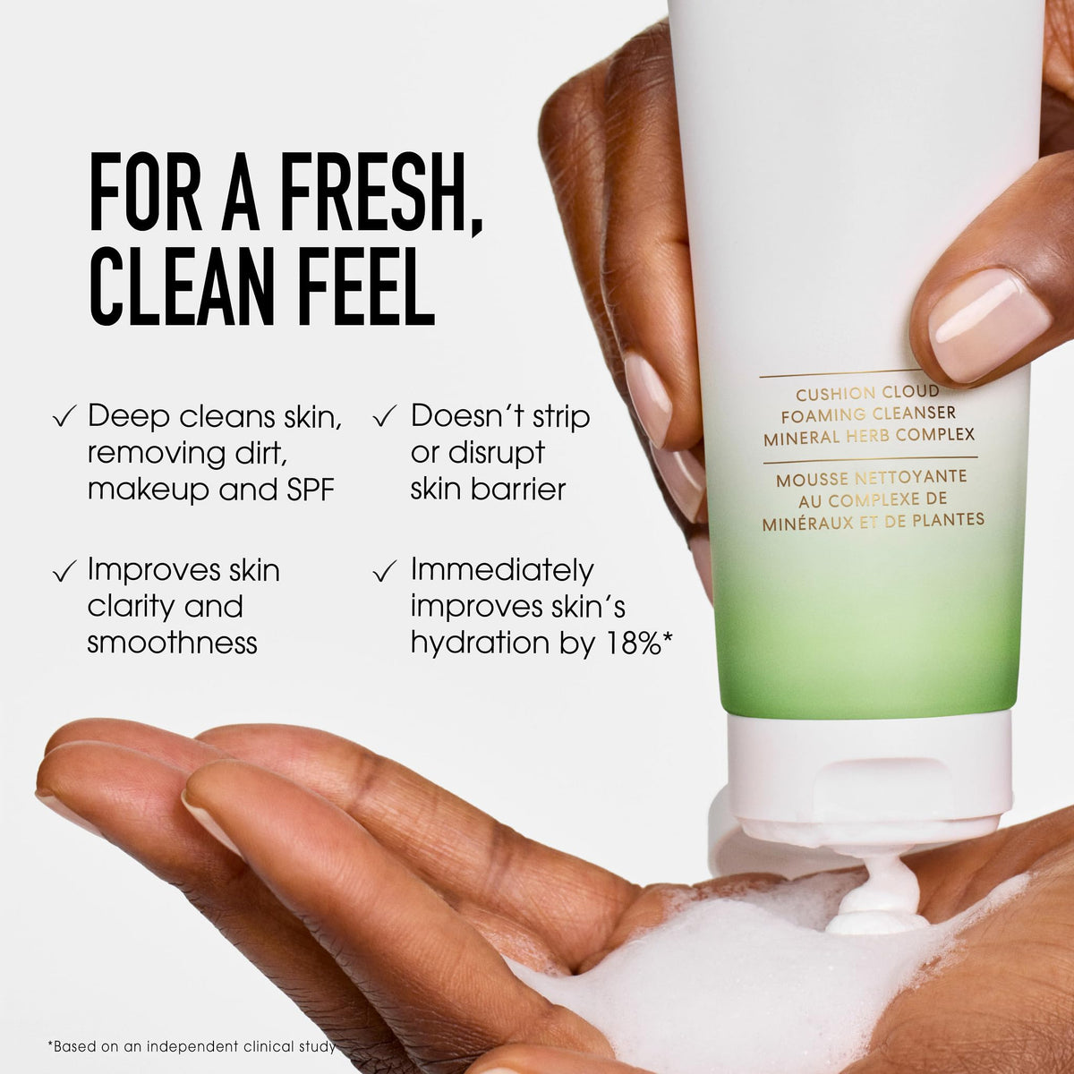 Lavender bareMinerals SKINLONGEVITY Cushion Cloud Cream-to-Foam Face Cleanser, 4 oz