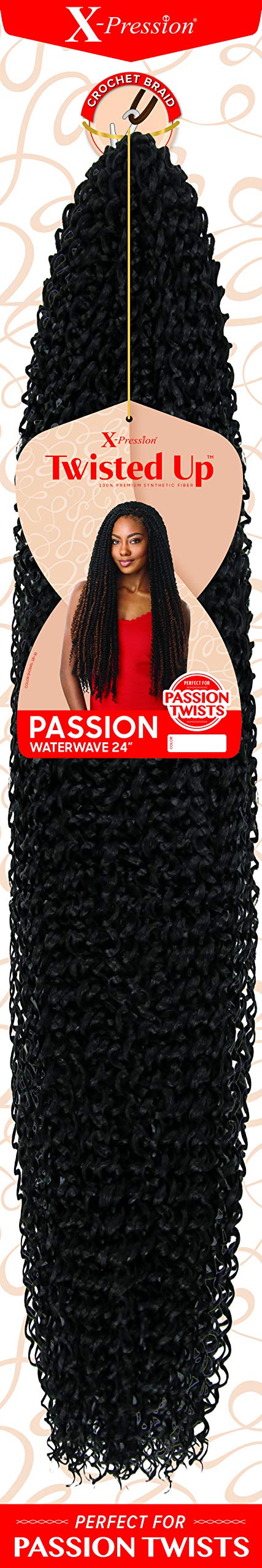 Black MULTI PACK DEALS! Outre Crochet Braids X-Pression Twisted Up Passion Water Wave 24" (1-PACK, 2T1B/27)