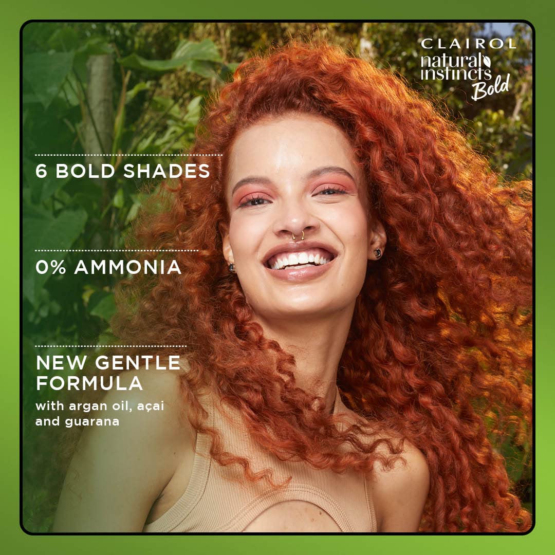 Saddle Brown Clairol Natural Instincts Bold Permanent Hair Dye, R56 Achiote Auburn, 1 Pk
