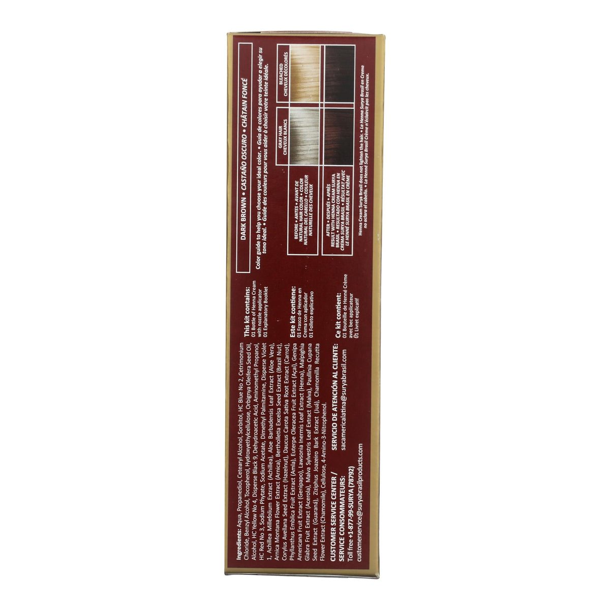 Saddle Brown Surya Brasil Henna Cream Dark Brown - 96% Natural Ingredients, Vegan, Cruelty-Free, Eco-Friendly, Semi-Permanent Hair Color, Deep Hydration & Shine, 2.37 oz