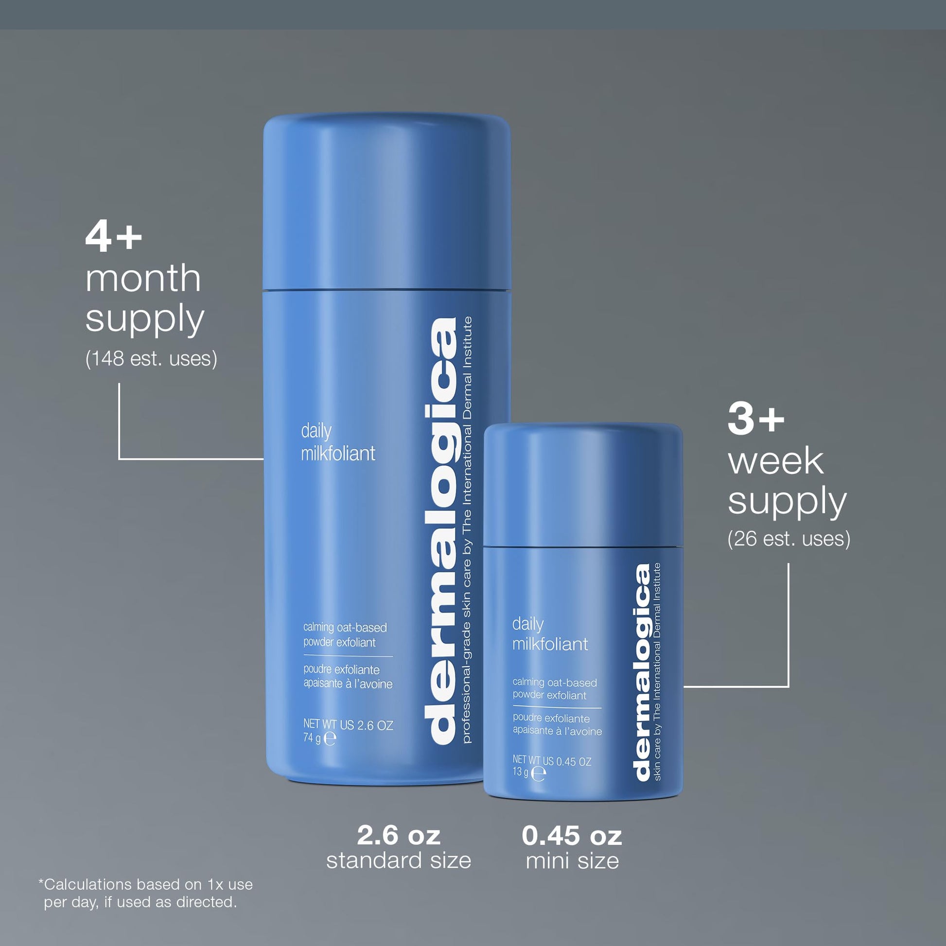 Slate Gray Dermalogica Daily Milkfoliant, Face Exfoliator, Powder Scrub Exfoliant with AHA and BHA - Calming, Polishing and Hydrating Skin, Oat-Based, Vegan Product, 2.6 fl oz