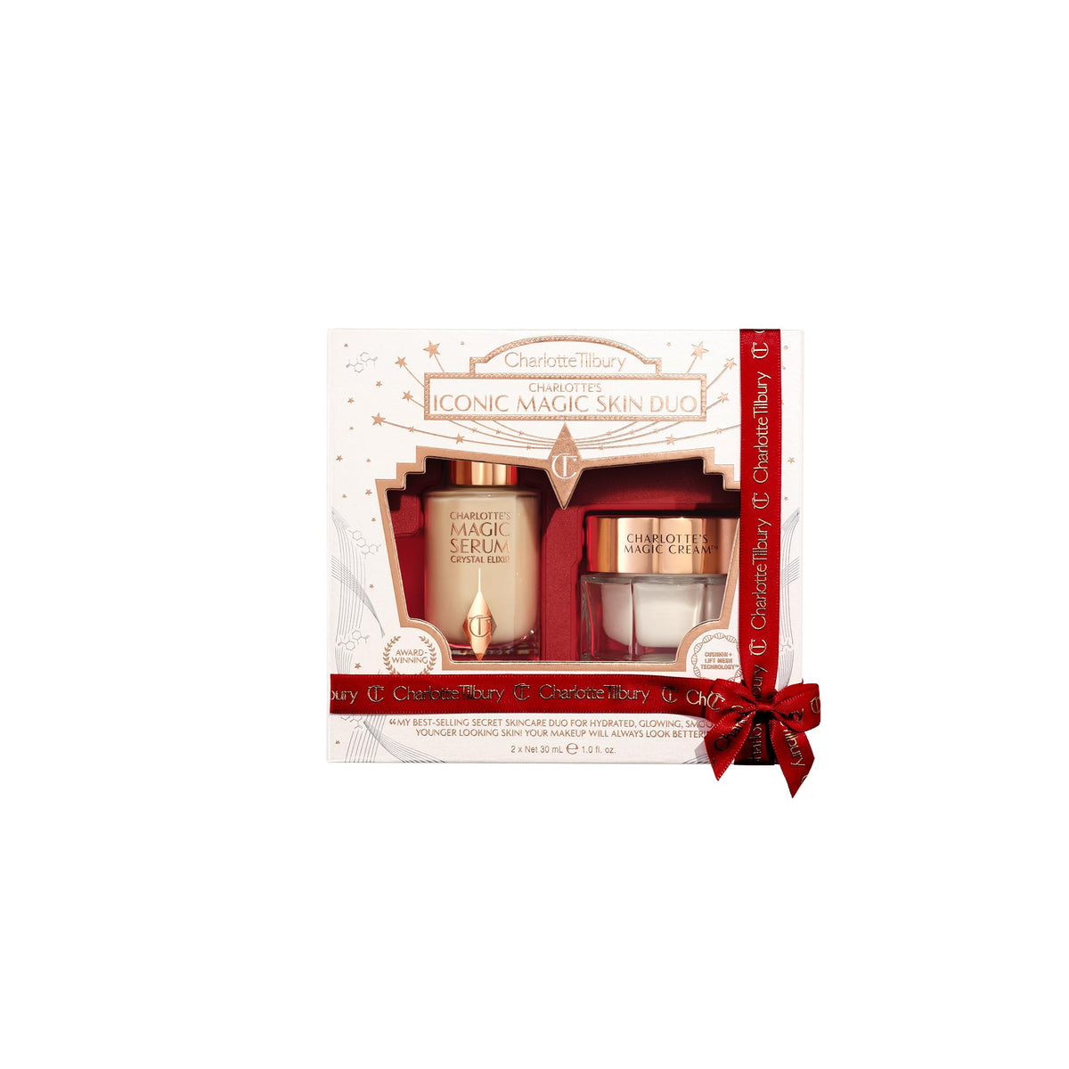 White Smoke Charlotte Tilbury Iconic Magic Skin Duo - Hydrating Face Serum & Moisturizer Skincare Set for Glowing Skin