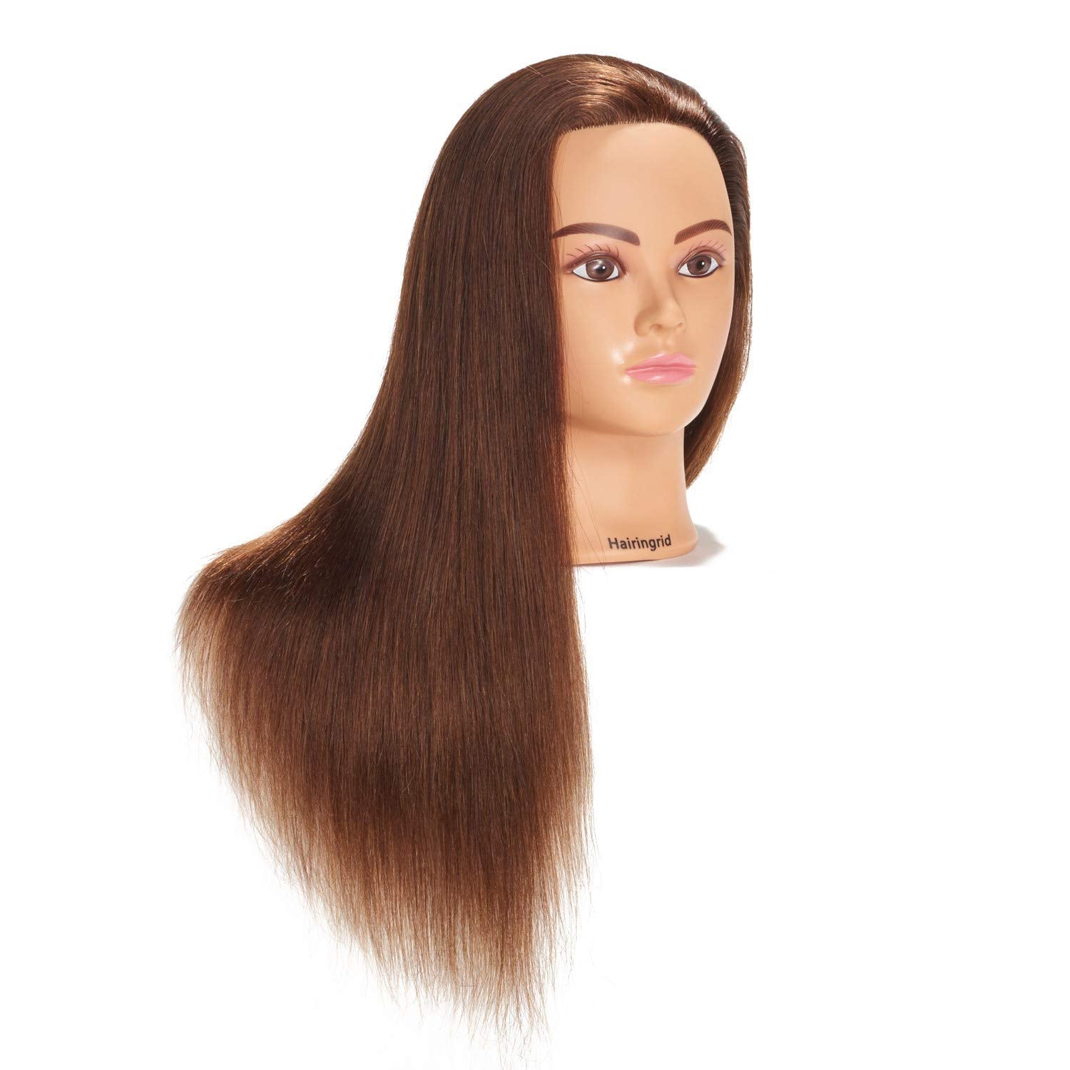 White Smoke Hairingrid Mannequin Head 24"-26"100% Human Hair Hairdresser Cosmetology Mannequin Manikin Training Head Hair and Free Clamp Holder (R71906LB0418H)