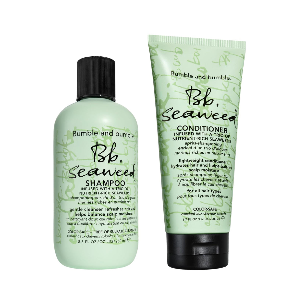 White Smoke Bumble and bumble. Seaweed Nourishing Shampoo + Conditioner Set | For Fine-to-Medium Hair or Daily Washer | Sulfate-Free + Color Safe| Anti Frizz, Color Safe + Detangler