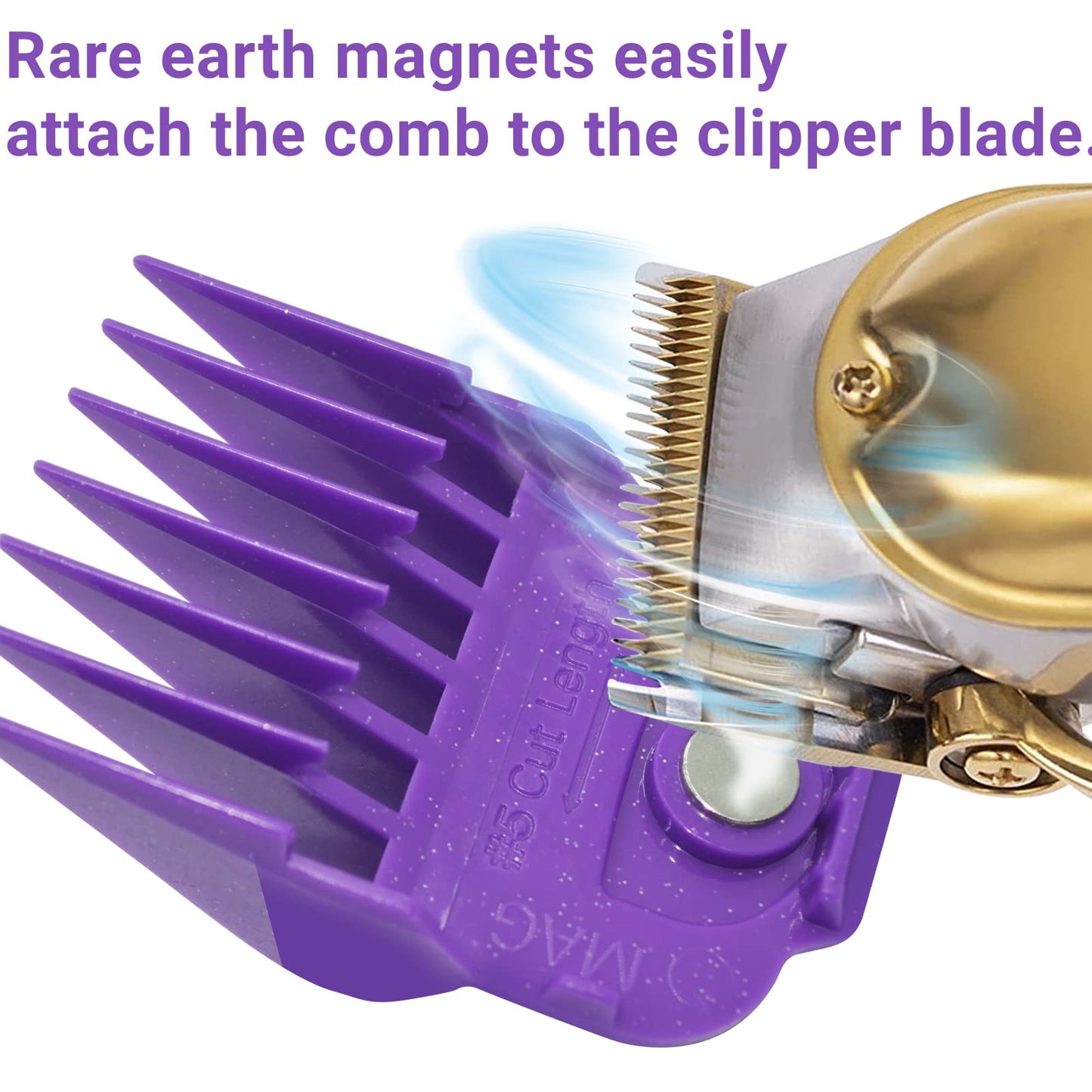 White Smoke Magnetic Clipper Guards Guide Comb Set Compatible with Andis Master Hair Clippers,Size form to 1/16 to 1 in,10pcs Purple