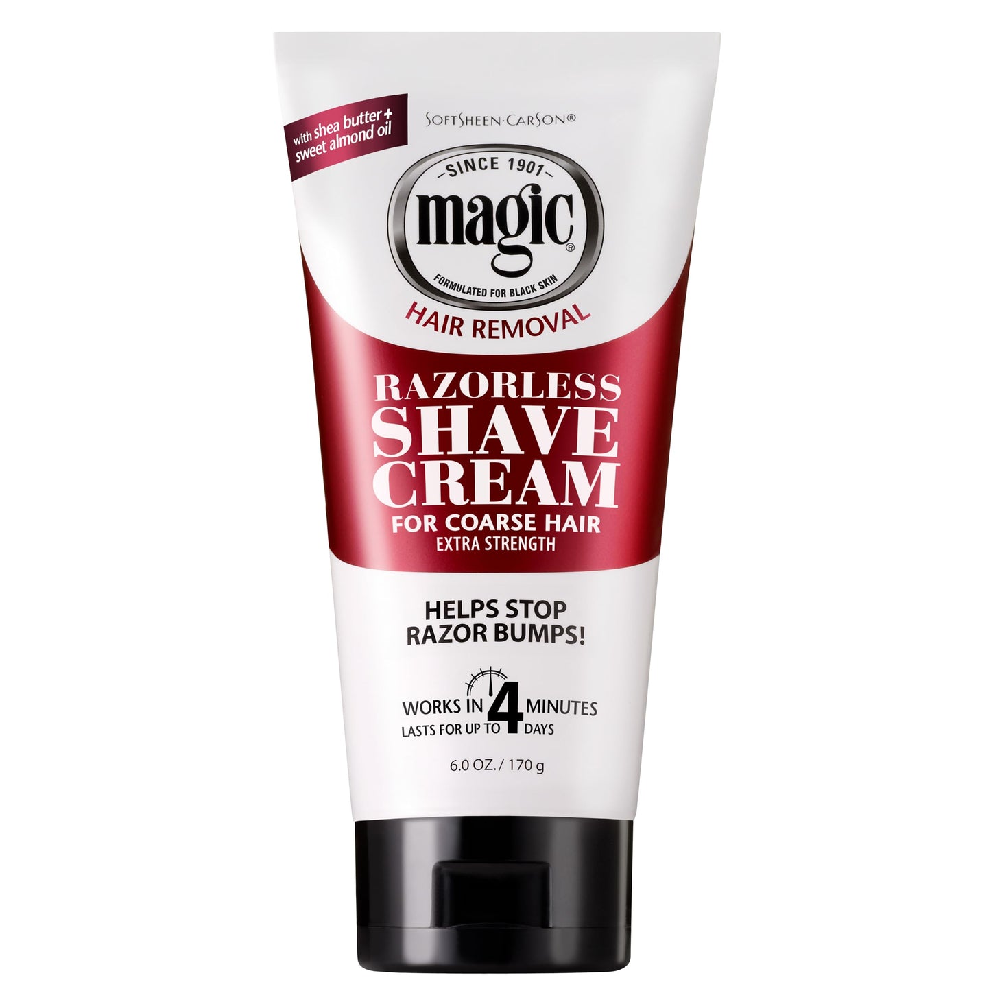 White Smoke SoftSheen-Carson Magic Razorless Shaving Cream, Depilatory Hair Removal Cream for Body Hair, Extra Strength, Works in 4 Minutes for, 6 oz