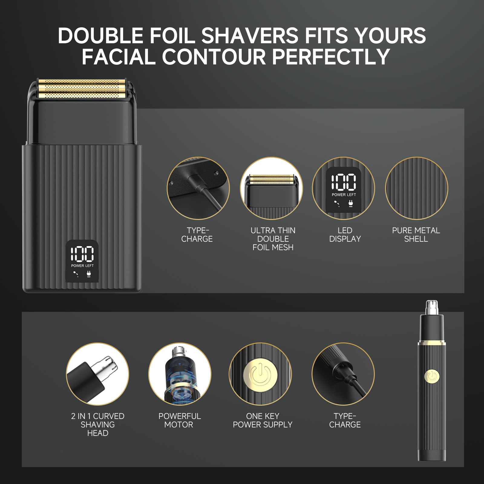 Dark Slate Gray GTS Hair Clippers for Men Professional, Beard Trimmer Kits & Sets, Cordless Mens Hair Trimmer, Electric Shavers, Haircutting Machine with LED Display, for Barber 4 in 1