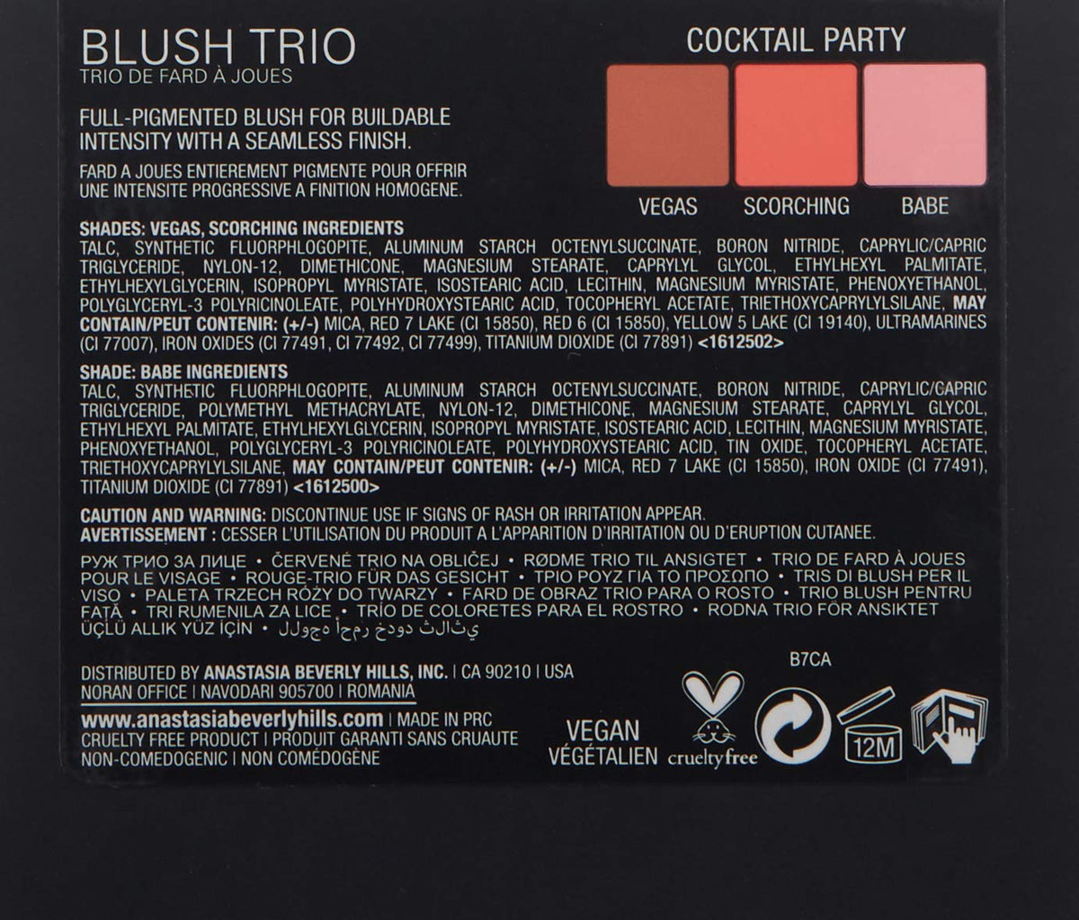 Dark Slate Gray Anastasia Beverly Hills Blush Trio - Essential High-Pigment Blush Compact, Seamlessly Blendable Powder Formula for Sculpting and Brightening Cheeks