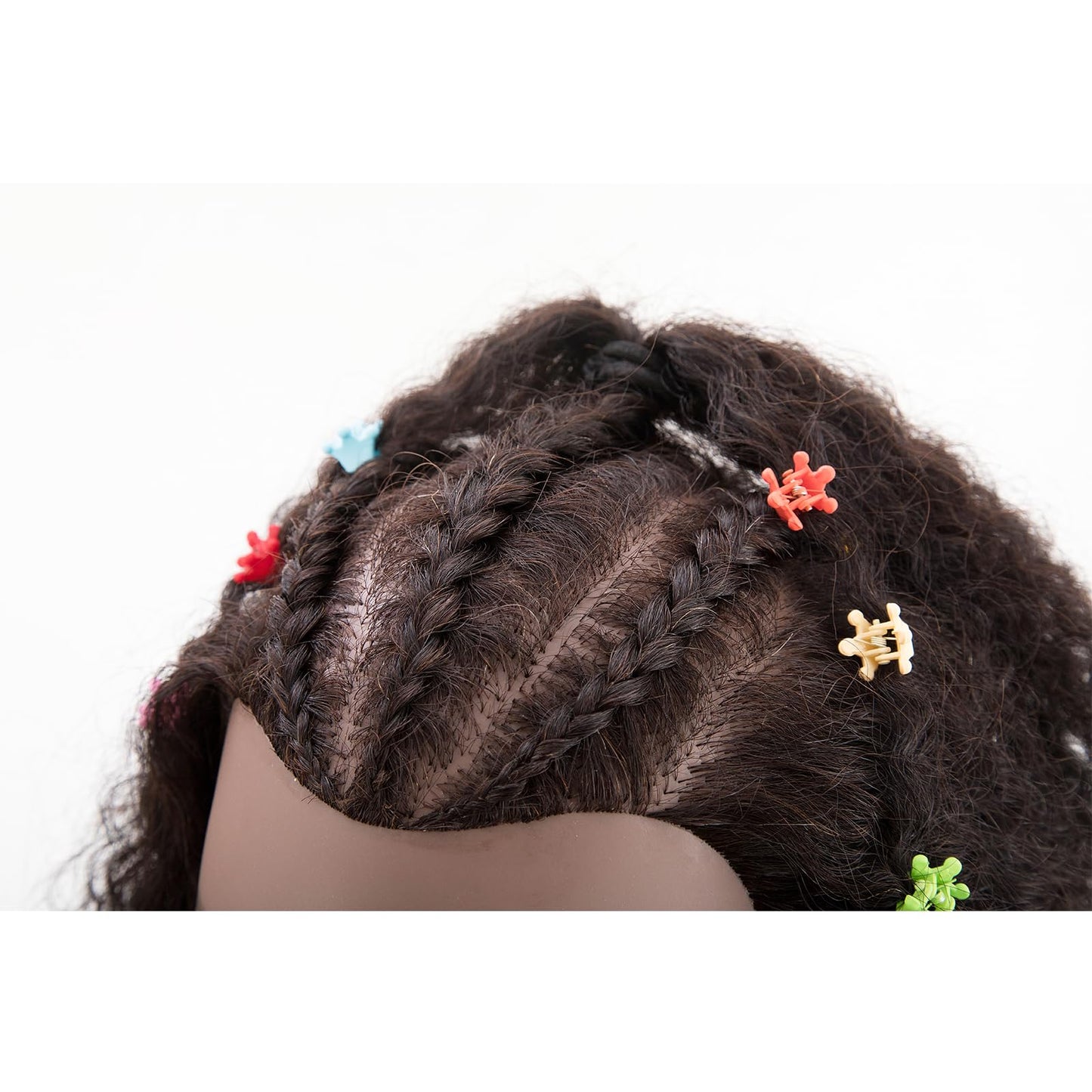 White Smoke Stancia Black Mannequin Head 100% Human Hair, African American Hair Texture Styling Head, Hair Mannequin for Practice Cornrowing Braiding and Twisting (with Table Clamp)