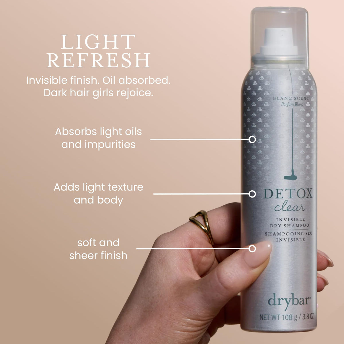 Tan Drybar Detox Clear Invisible Dry Shampoo Spray, Blanc Scent, 3.8 oz