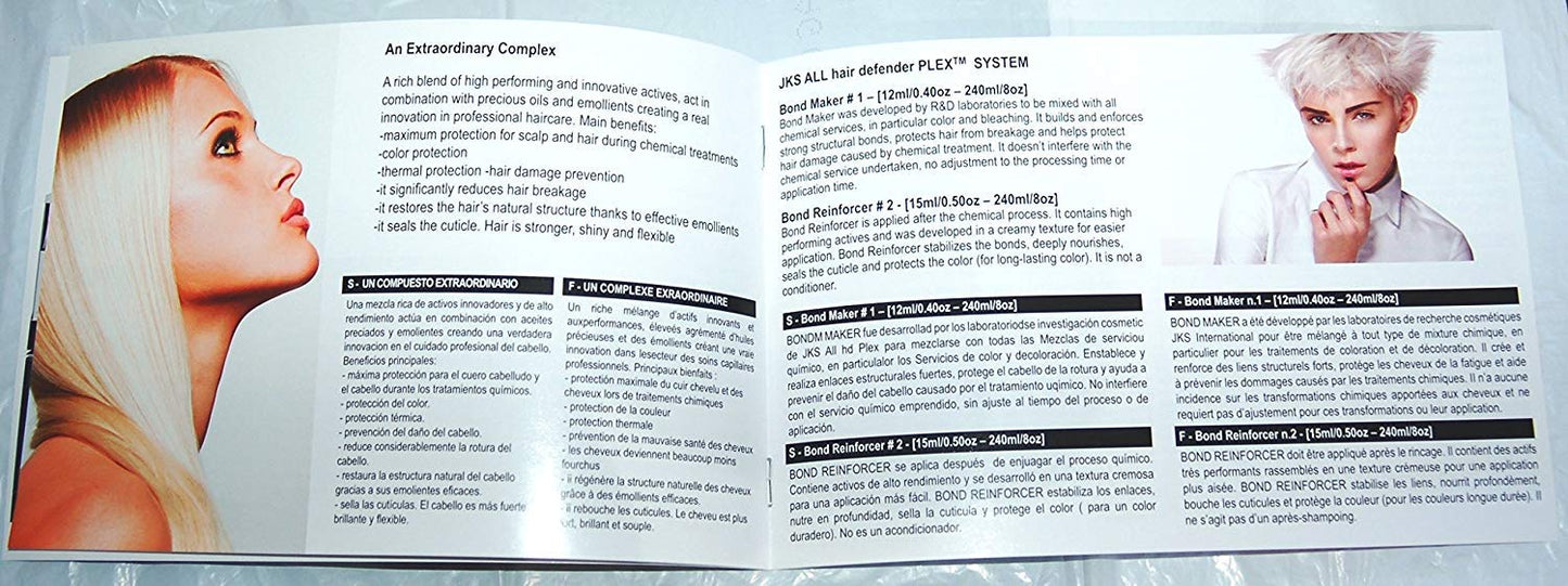 Light Gray PLEX Defender & Repair Bundle - 3 Items: PLEX Bond Treatment Kit, Shampoo, and Conditioner by JKS ALL Hair