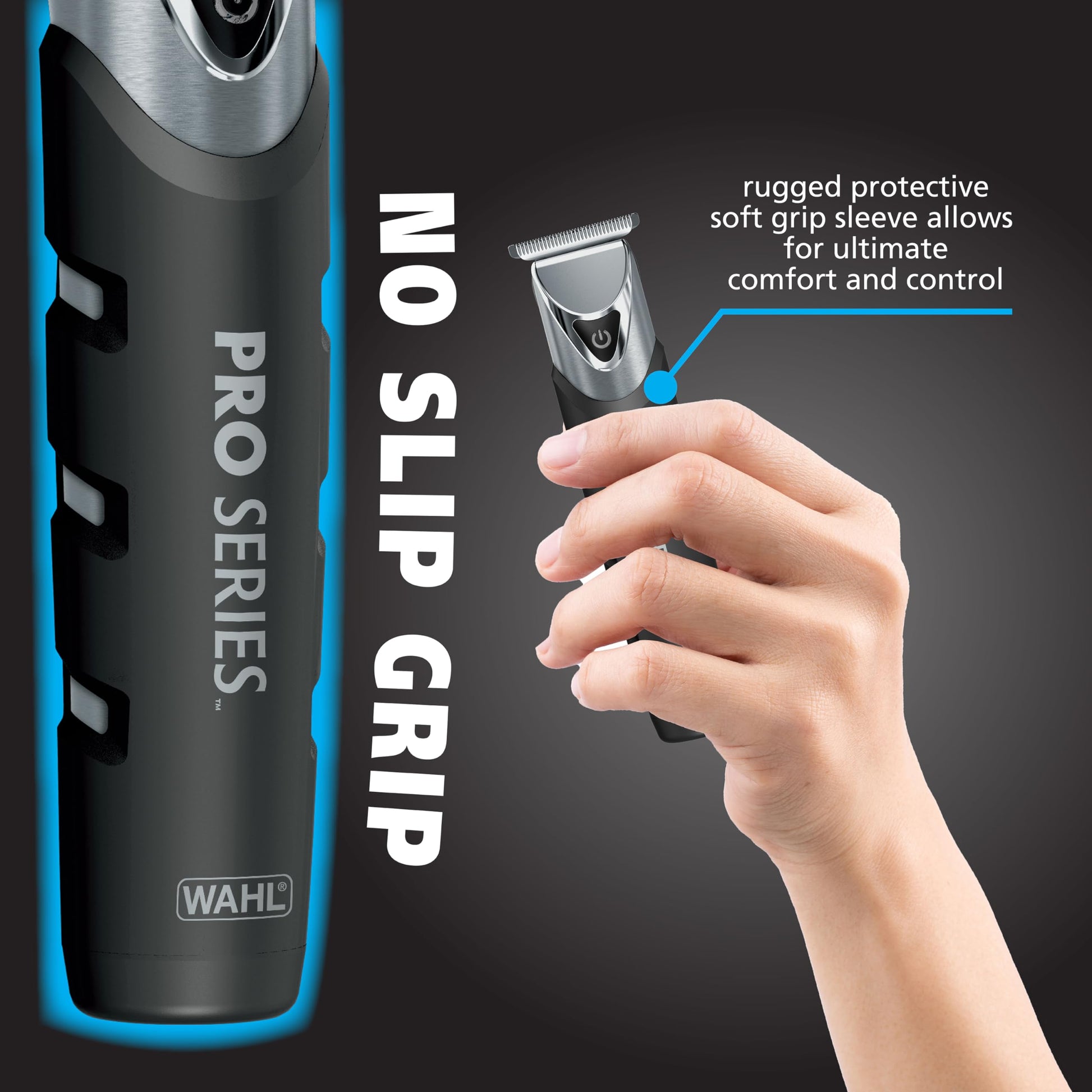 Dark Slate Gray Wahl USA Pro Series Forever BladeTM Stainless Steel Cordless Rechargeable Beard Trimmer for Men with No Slip Grip & USB Charge – Model 3026017