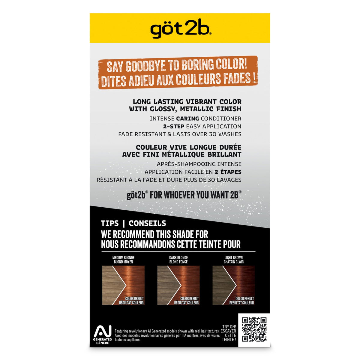 Black got2b Metallics Permanent Hair Color, Bronzed Copper, 7.05 Oz