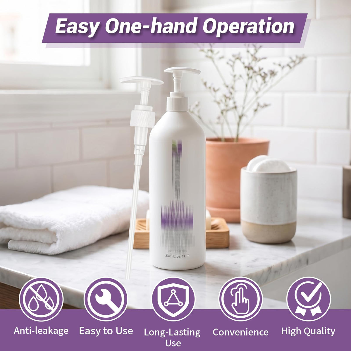Lavender 3-Pack Shampoo&Conditioner Liter Pump Compatible with Biolage 33.8oz Bottle