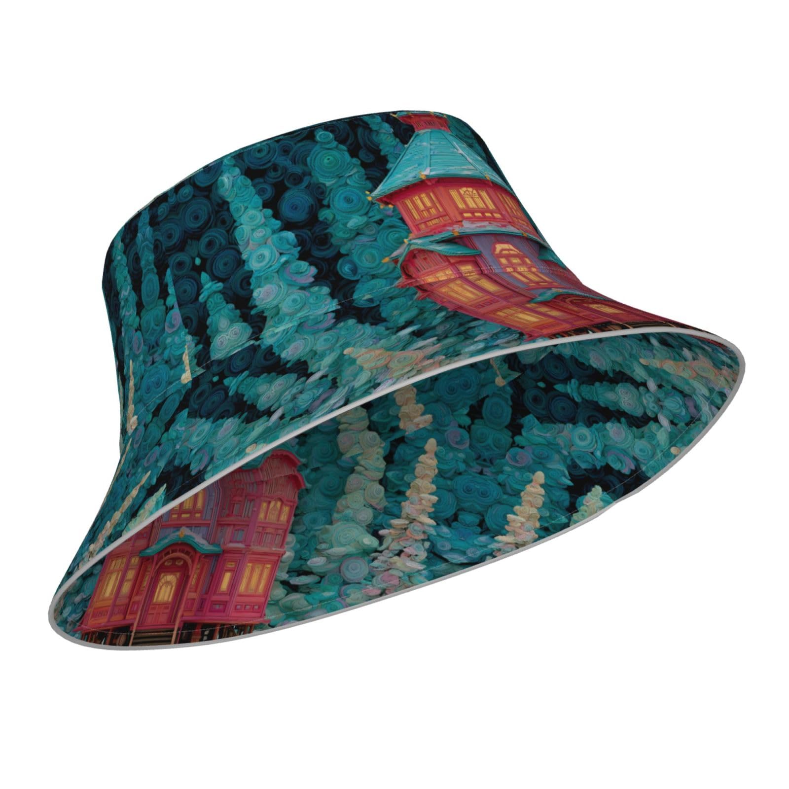White Smoke Enchanted Alcove Versatile Bucket Hat for Sun Protection Foldable Breathable and Stylish Outdoor Accessory Black