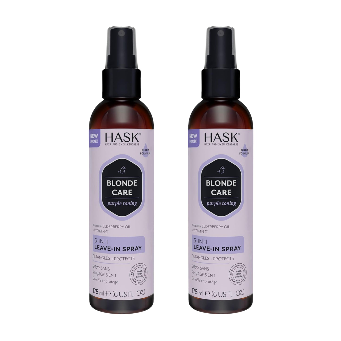 White Smoke HASK BLONDE CARE 5-IN-1 Leave-In Spray Conditioner 2 Piece Bundle- vegan formula, cruelty free, color safe, gluten-free, sulfate-free, paraben-free