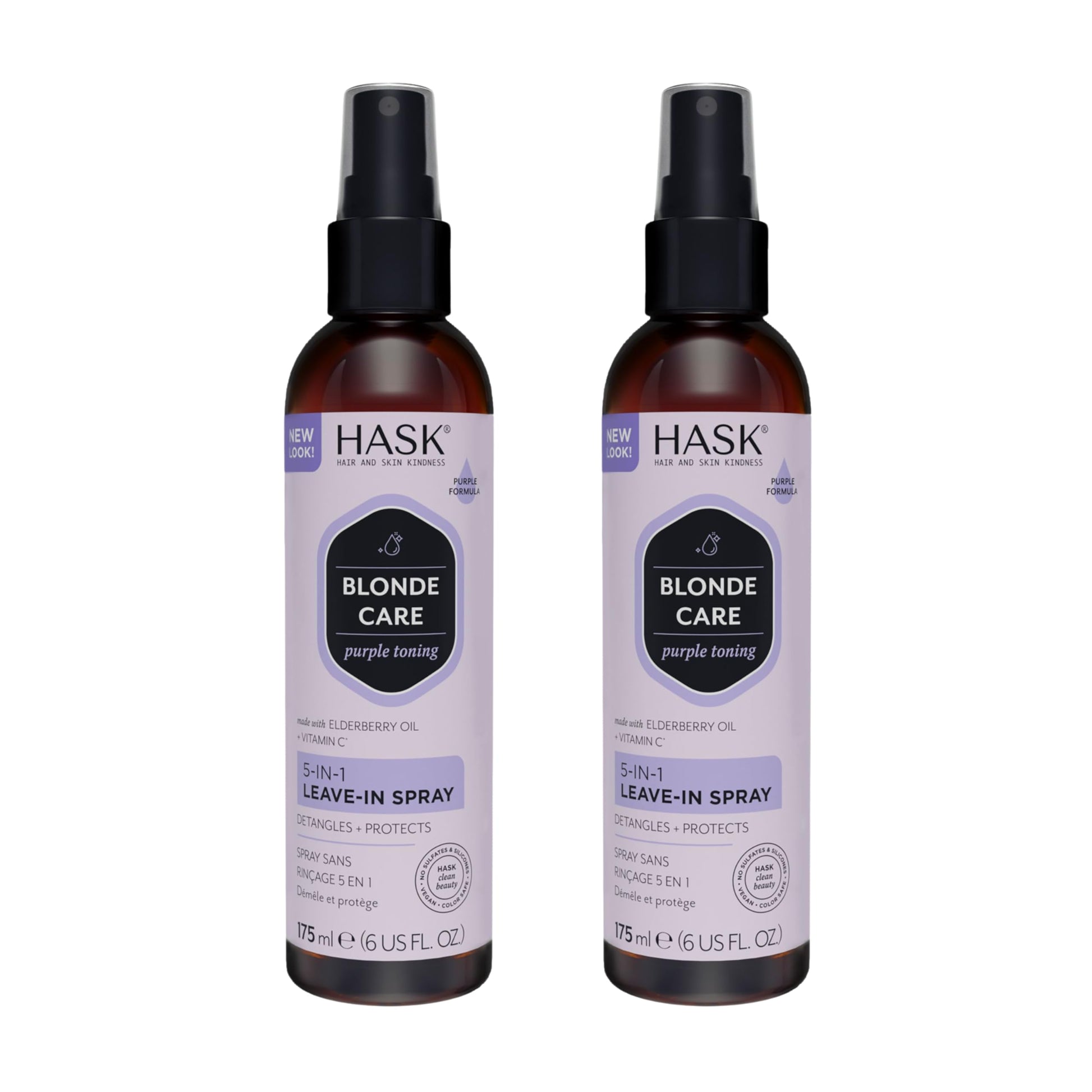 White Smoke HASK BLONDE CARE 5-IN-1 Leave-In Spray Conditioner 2 Piece Bundle- vegan formula, cruelty free, color safe, gluten-free, sulfate-free, paraben-free