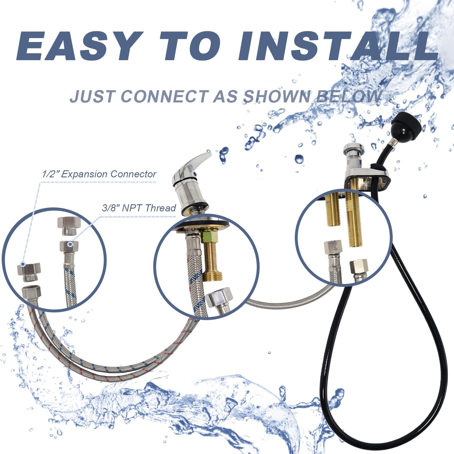 White Smoke Shampoo Bowl Faucet, Vacuum Breaker Outside Faucet Kit & Shampoo Hose for Sink with Sprayer, Hair Salon Sink Sprayer Hose Replacement Set
