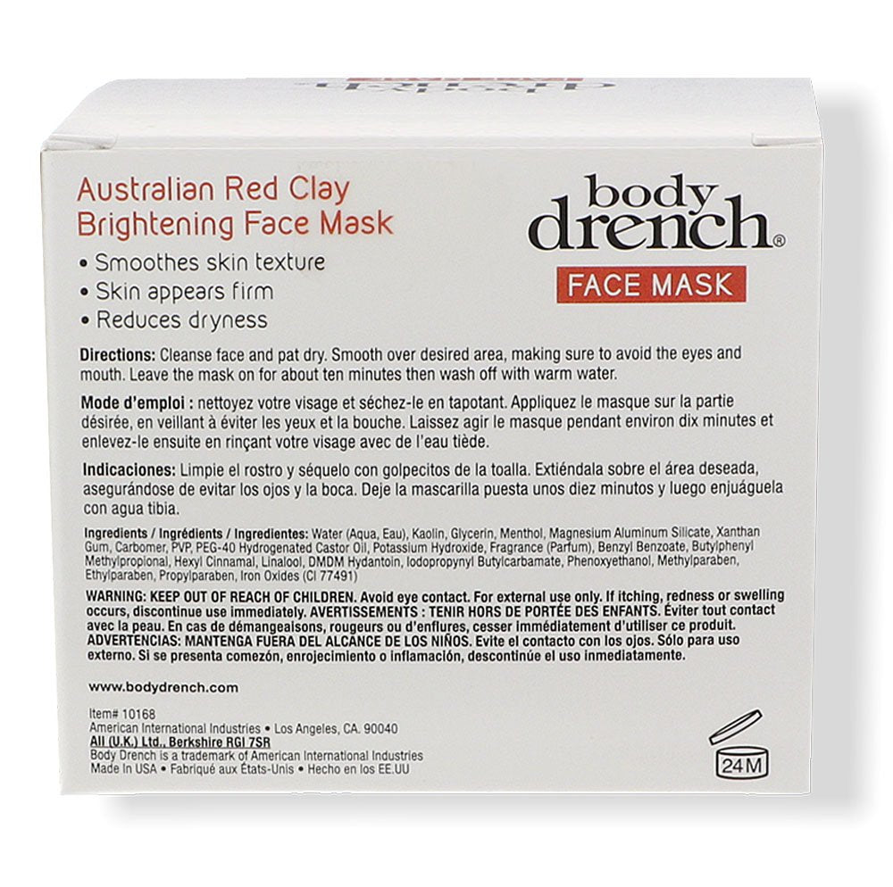 Light Gray Body Drench Nourish Australian Red Clay Brightening Face Mask, 4 oz