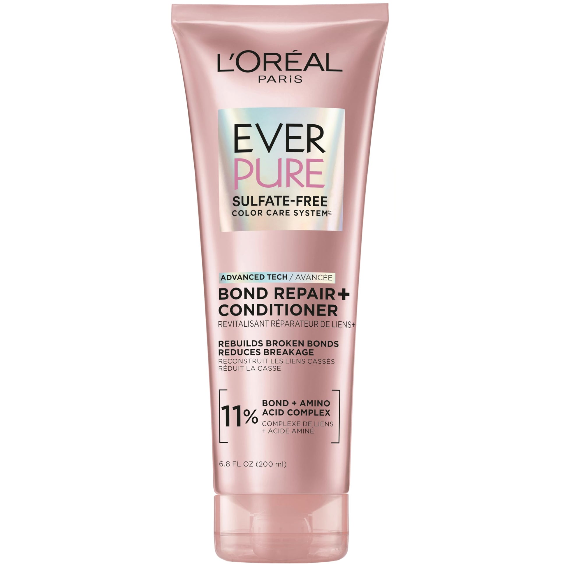 White Smoke L'Oreal Paris Sulfate Free Bond Repair+ Conditioner, Hair Conditioner with Bond + Amino Acid Complex, Strengthens and Repairs Damaged or Color Treated Hair, EverPure, 6.8 Fl Oz (Packaging May Vary)