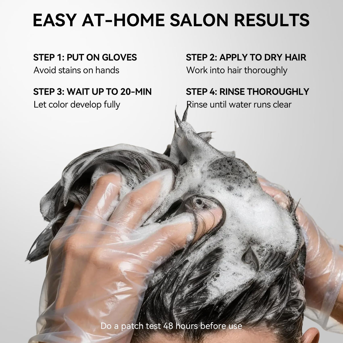 White Smoke Limer Black Hair Dye Shampoo for Stubborn Gray Hair, 3 in 1 Color Shampoo