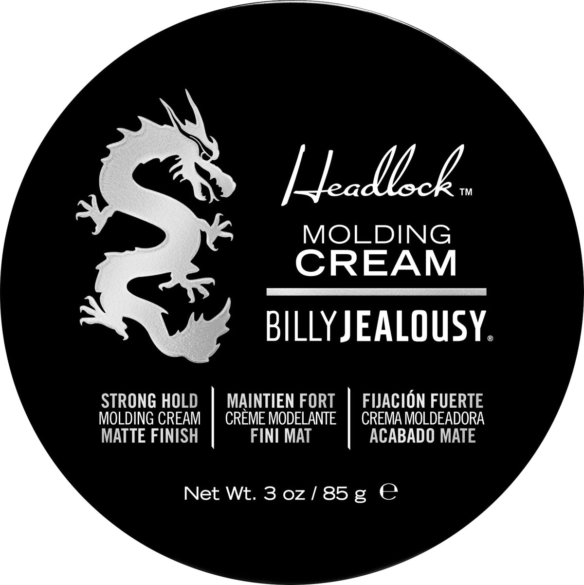 Black Billy Jealousy Headlock Hair Molding Cream, Hair Styling Cream for Men with Strong All-Day Hold, Natural Matte Finish Styling Agent for All Lengths, 3 Ounce