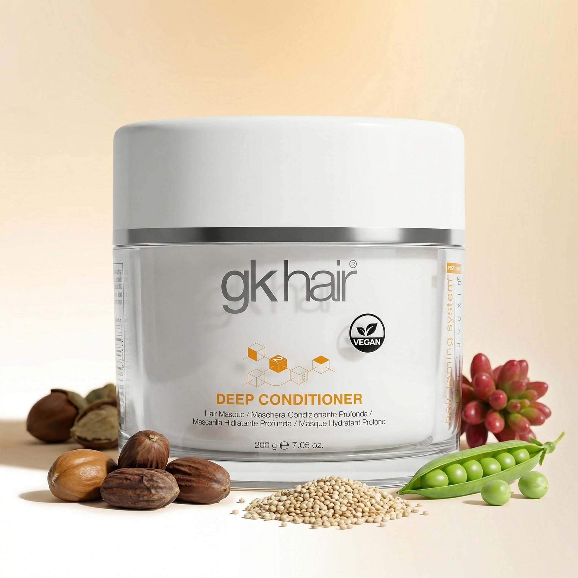 White Smoke GK HAIR Vegan Deep Conditioner Hair Masque 7.05 Oz – Jojoba Oil & Natural Grain Extracts Repair & Hydrating Hair Mask Strengthens Chemically Treated Hair Smooths Cuticles Revitalizing Treatment
