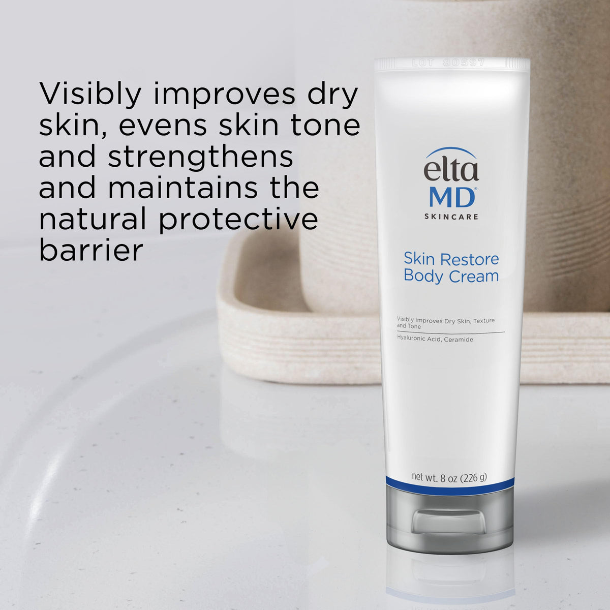 Light Gray EltaMD Skin Restore Body Cream, Hyaluronic Acid and Niacinamide, 8 oz