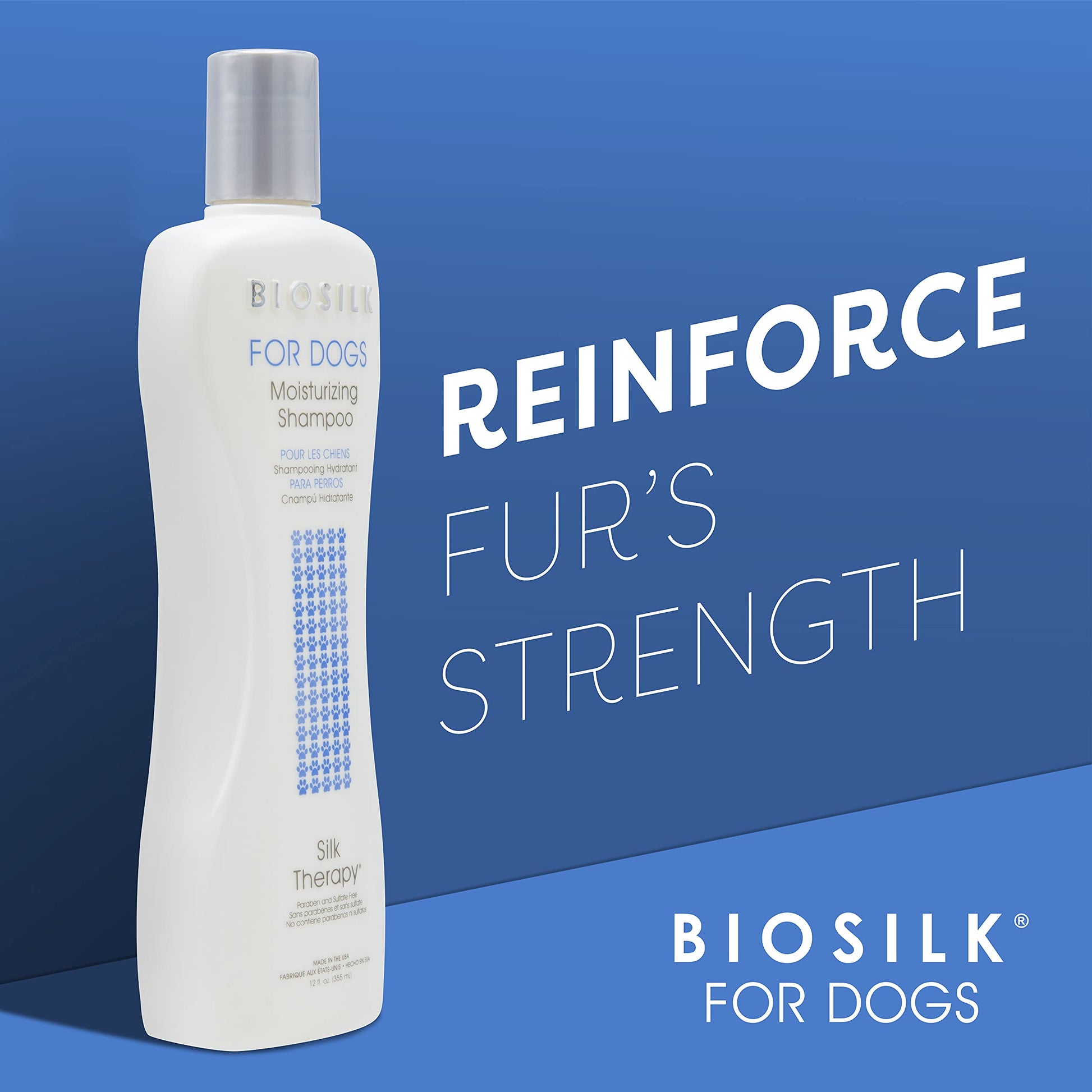 Dark Slate Blue BioSilk for Dogs Silk Therapy Moisture Shampoo with Silk Proteins and Vitamins, Restores Shine and Softness, Sulfate Free, Paraben Free, pH Balanced, Made in USA, 12 Fl Oz - 2 Pack