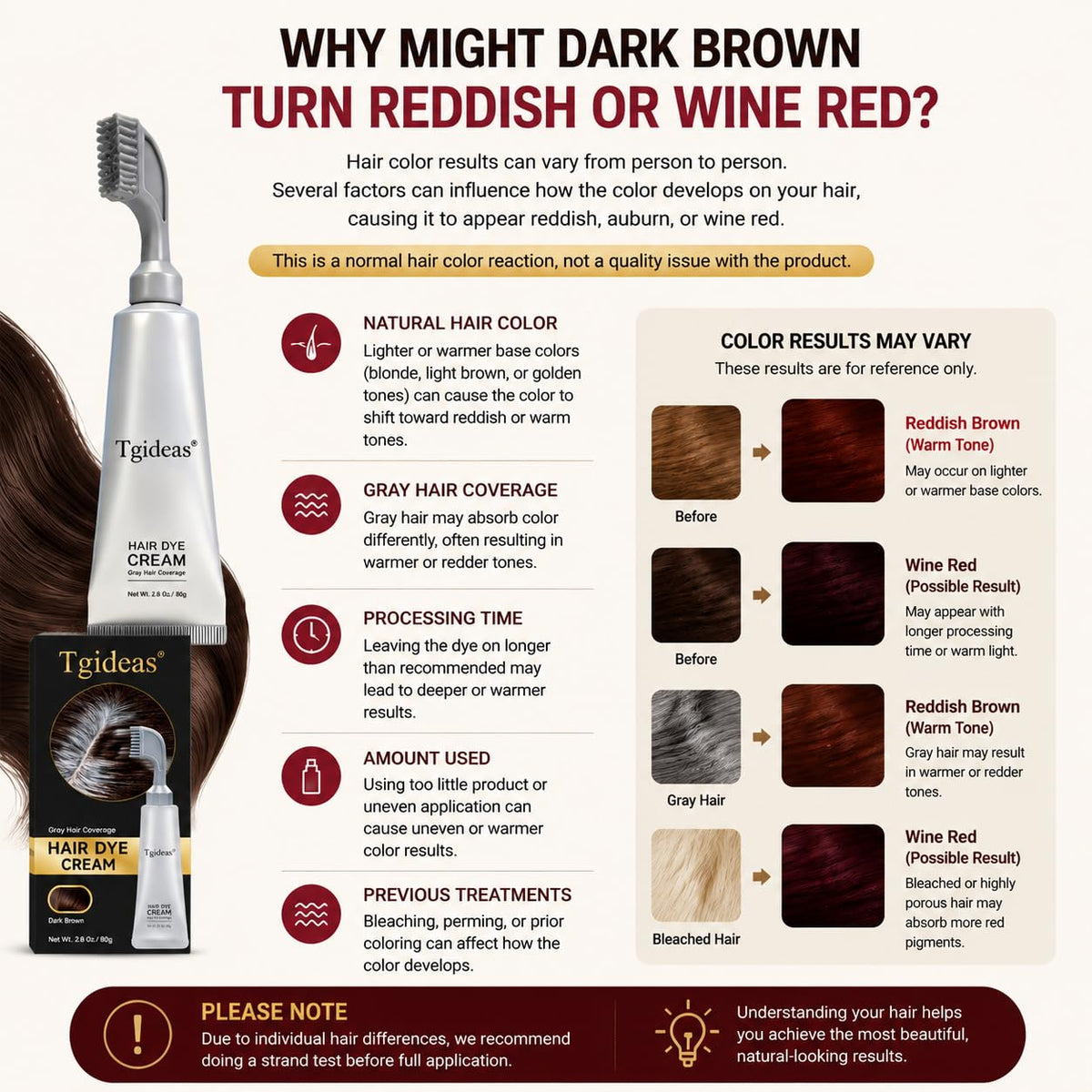 White Smoke Tgideas Hair Dye Comb Root Touch Up, Ammonia Free Gray Coverage, Dark Brown