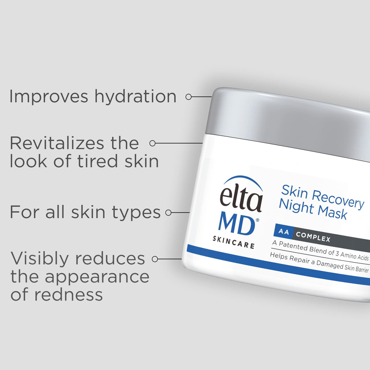 Light Gray EltaMD Skin Recovery Overnight Face Mask, Moisturizing Night Cream, 1.7 oz