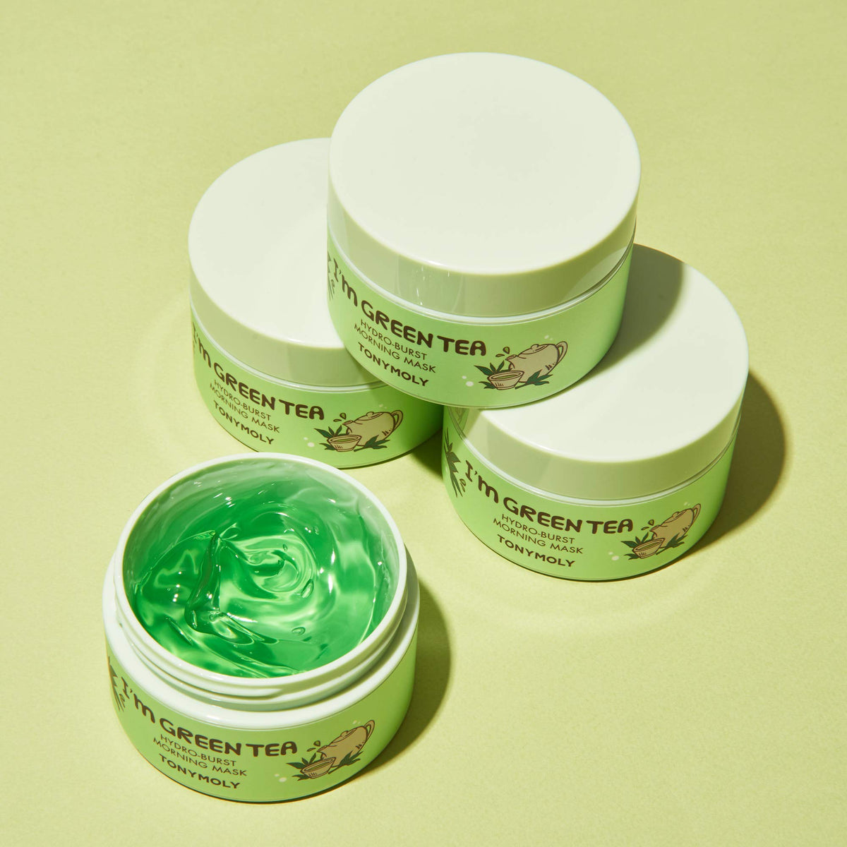 Khaki TONYMOLY Green Tea Hydro Burst Morning Mask - Bamboo, Centella Asiatica