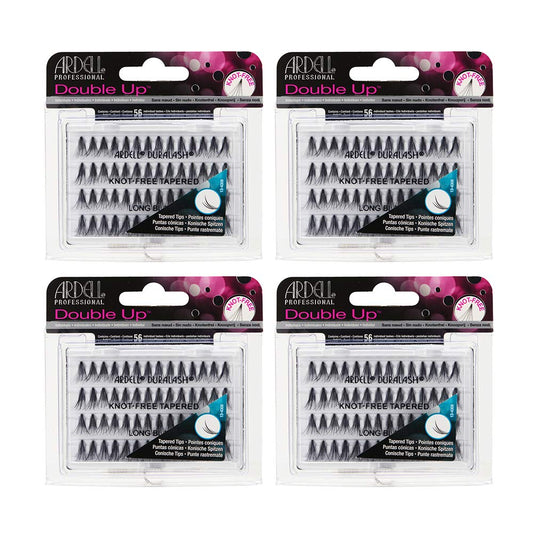 White Smoke Ardell Individual Lashes False Eyelashes Double Up Soft Touch - Long, Black, DIY Lash Clusters, Reusable Eyelash Extensions, 4 Pack