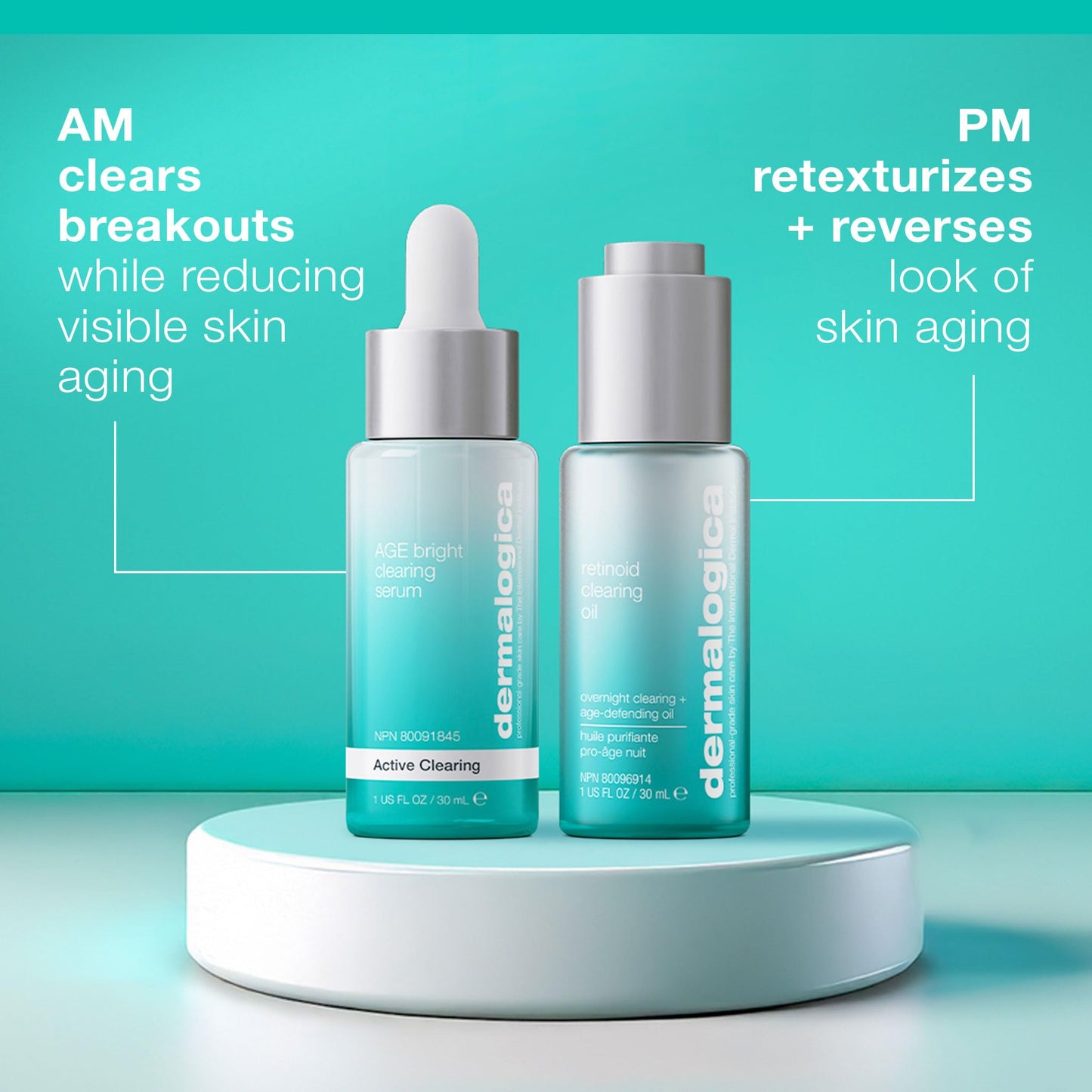 Medium Turquoise Dermalogica Retinol Clearing Oil Face Serum with Salicylic Acid - Anti-Aging Acne Treatment That Delivers Clearer, Vibrant Skin by Morning, (1 Fl Oz)