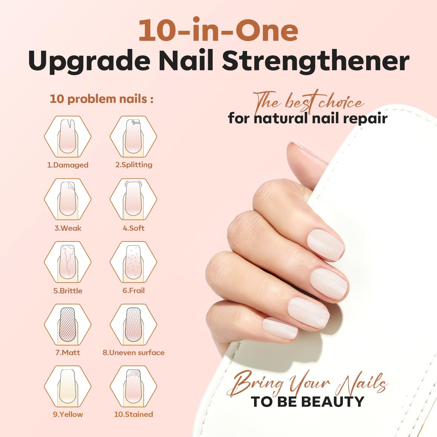 Antique White modelones Nail Strengthener, Milky White Nail Polish Nail Repair for Damaged Nails Hardener Air Dry Nail Growth Polish Natural Nail Concealer Foundation Gifts for Women 15ml