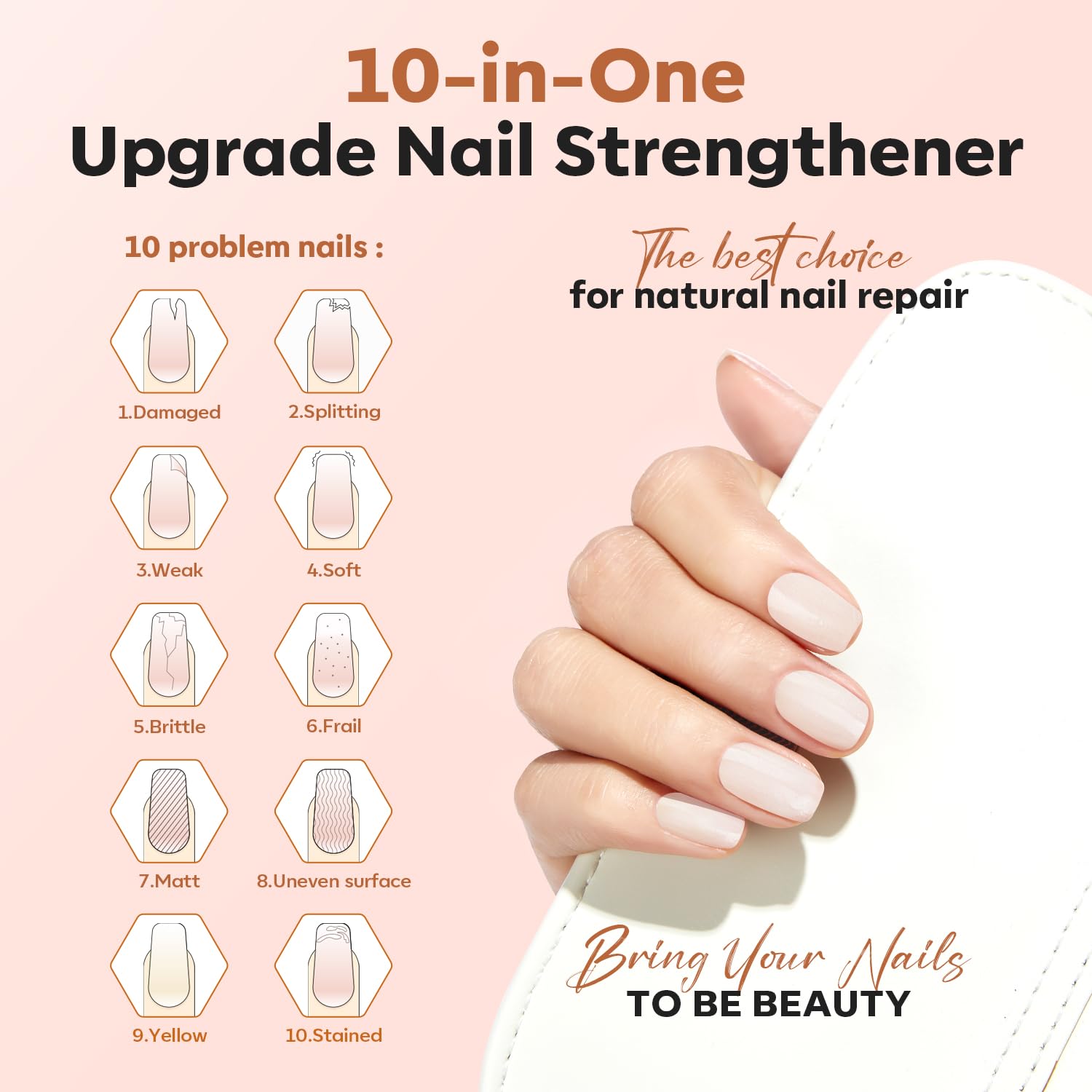 Antique White modelones Nail Strengthener, Milky White Nail Polish Nail Repair for Damaged Nails Hardener Air Dry Nail Growth Polish Natural Nail Concealer Foundation Gifts for Women 15ml