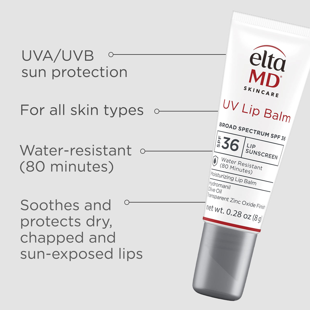 Lavender EltaMD UV Lip Balm Sunscreen, Transparent Zinc Oxide, SPF 30