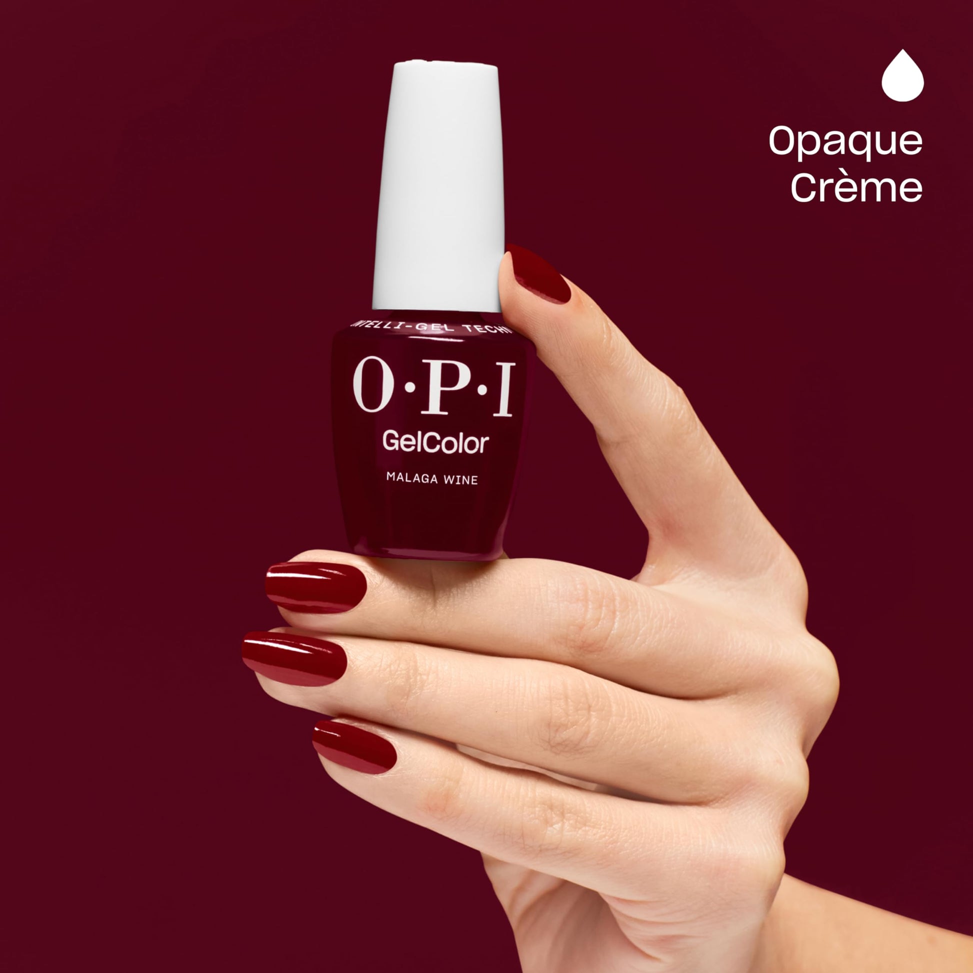 Dark Red OPI GelColor Iconic Gel Nail Polish + System Bundle | Super Base Coat + Malaga Wine, Opaque Dark Red Crème UV Cure Gel Polish + Super Gloss Top Coat