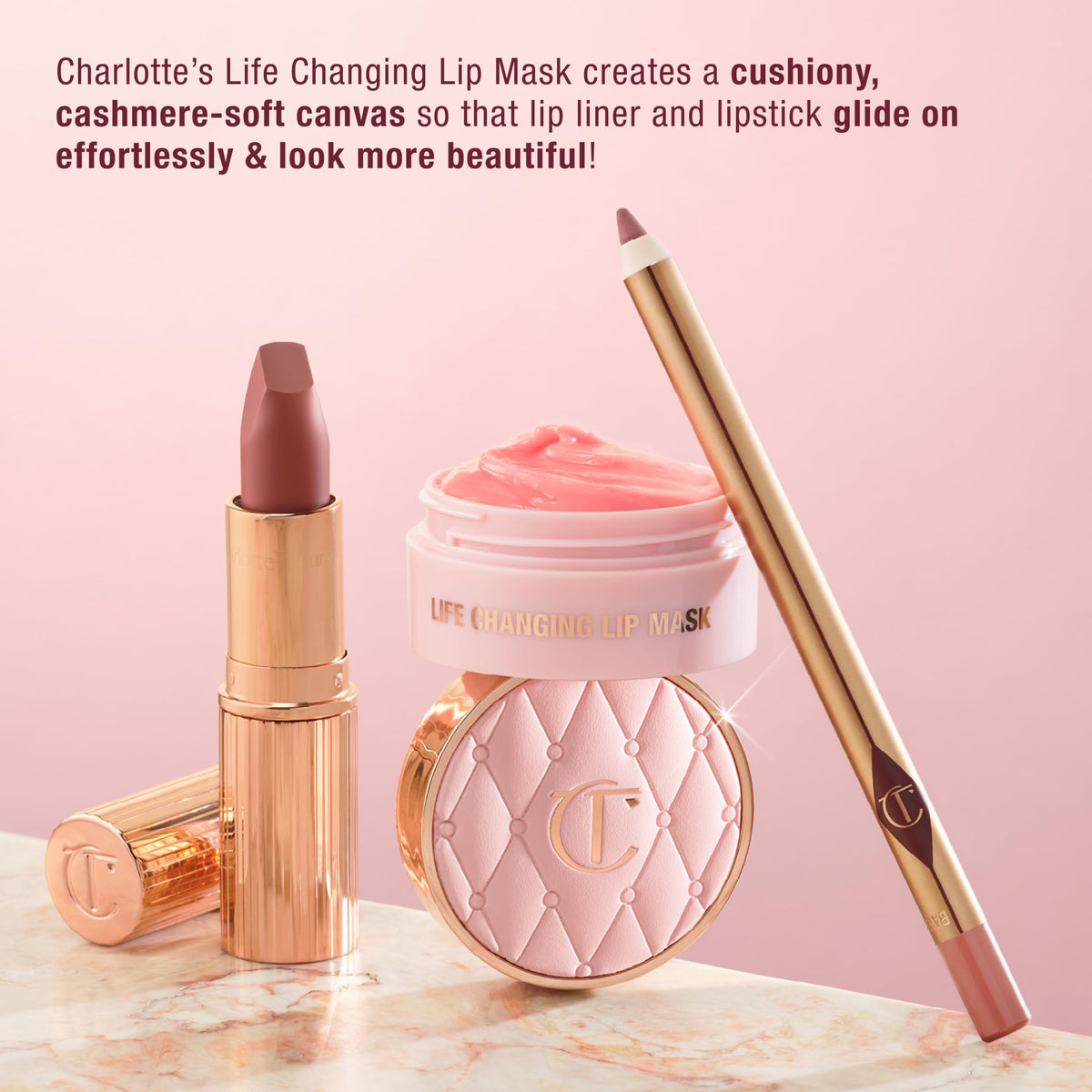 Misty Rose Charlotte Tilbury Life Changing Lip Mask - Multi-Purpose Plumping Mask to Smooth, Hydrate & Soften Dry Lips - Fragrance-Free with a Clear, Glassy Finish