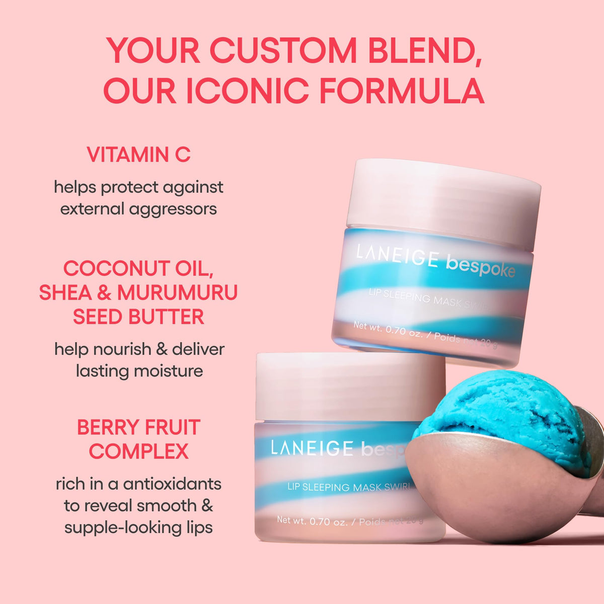 Pink LANEIGE Bespoke Lip Sleeping Mask | Customized Overnight Treatment