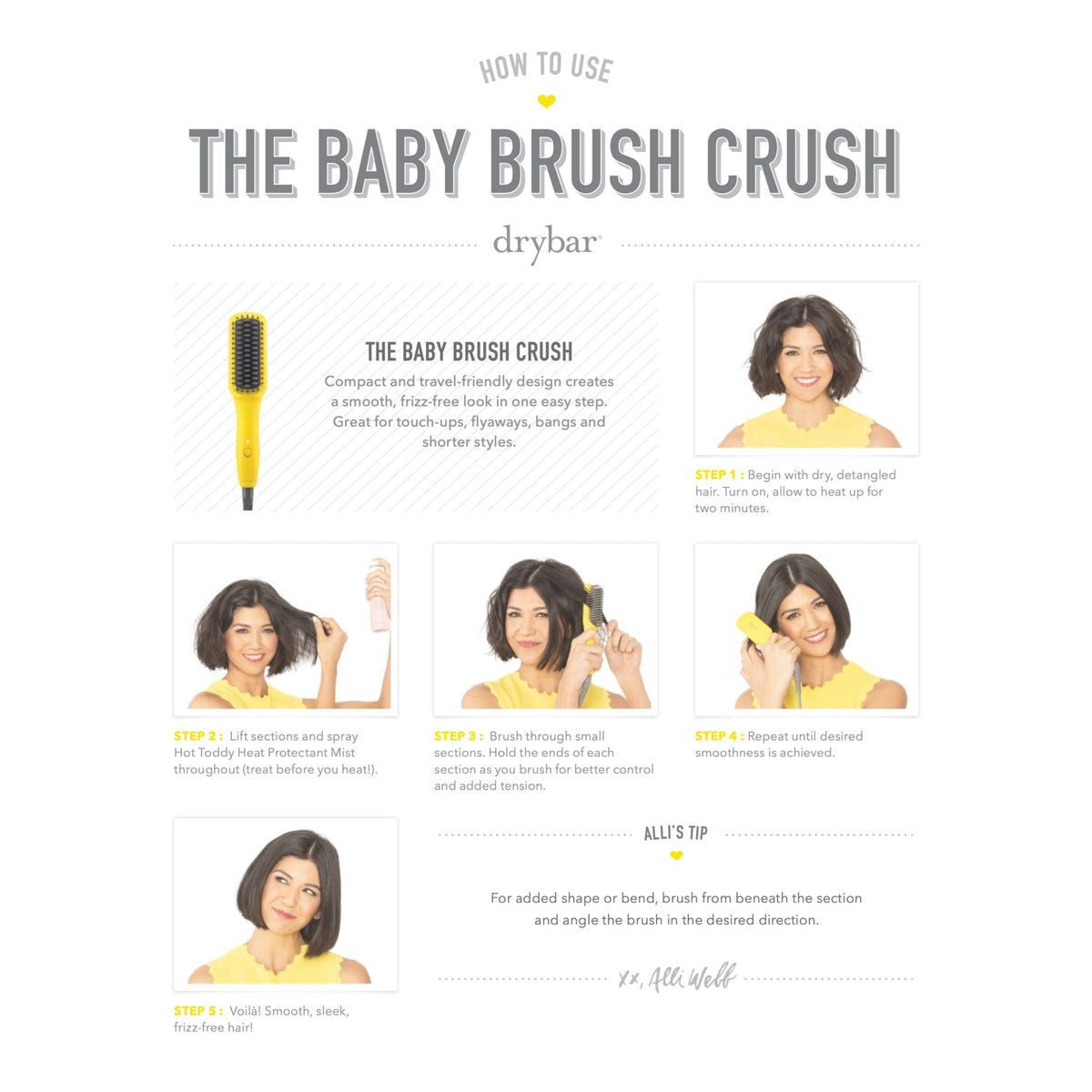 White Smoke Drybar The Baby Brush Crush Mini Heated Straightening Brush