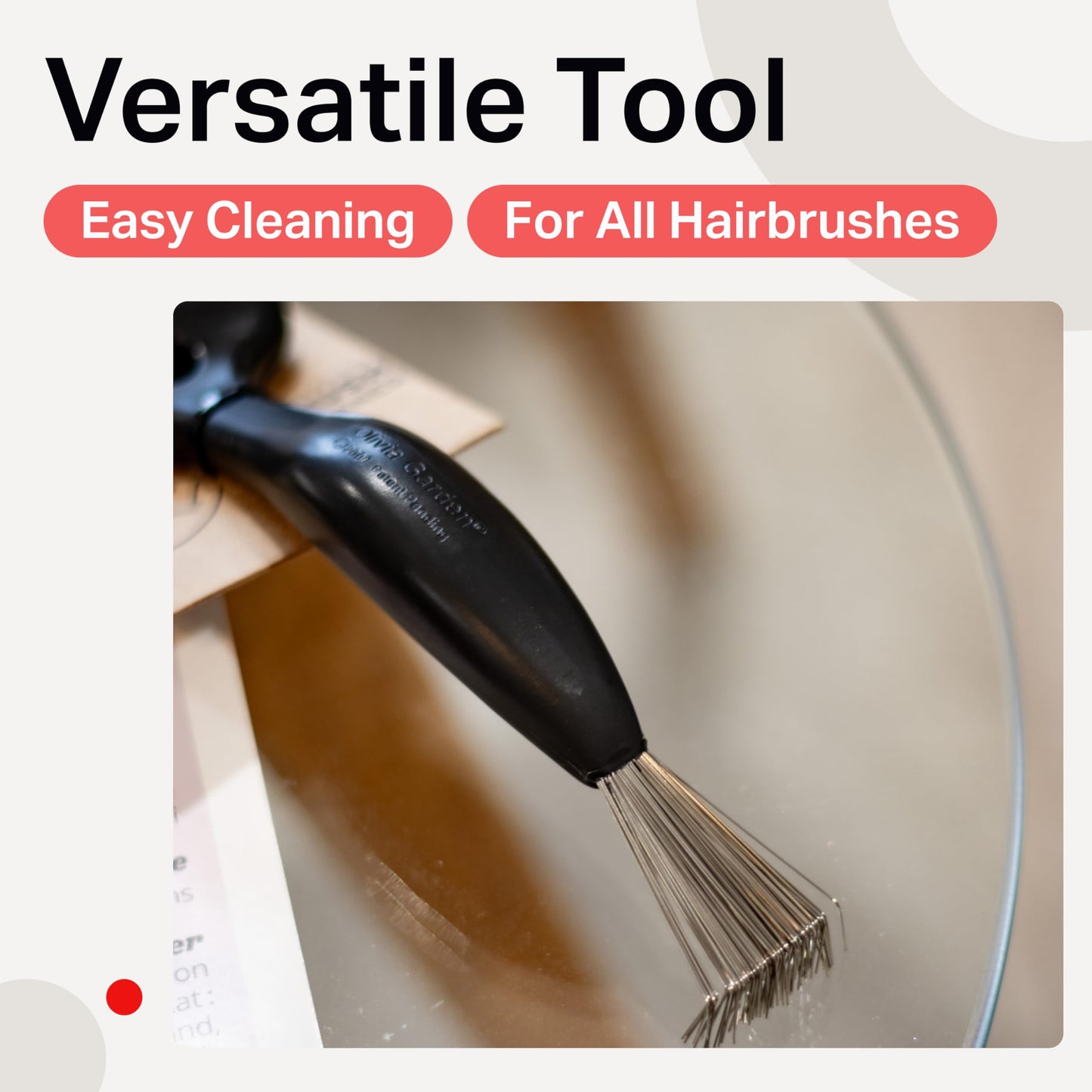 Gray Olivia Garden The Brush Cleaner - Hair Brush Cleaner Tool for all Brush Sizes and Models - Removes Build-Up - 2 Tools in 1 - Beauty Care Accessories - Black