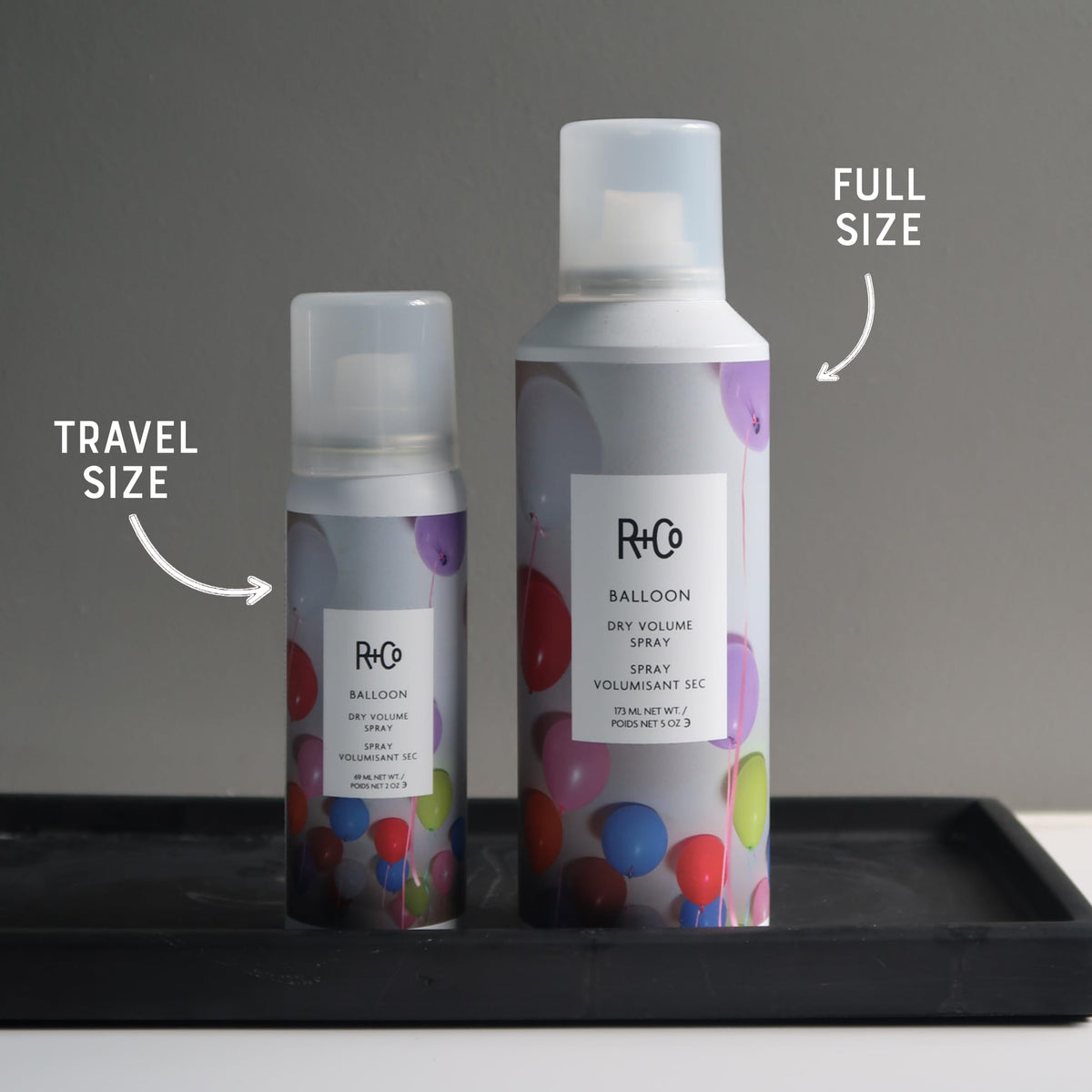 Dim Gray R+Co BALLOON Dry Volume Spray – 3 Pack, Lightweight Hair Volumizer, Adds Lift & Texture, All Hair Types