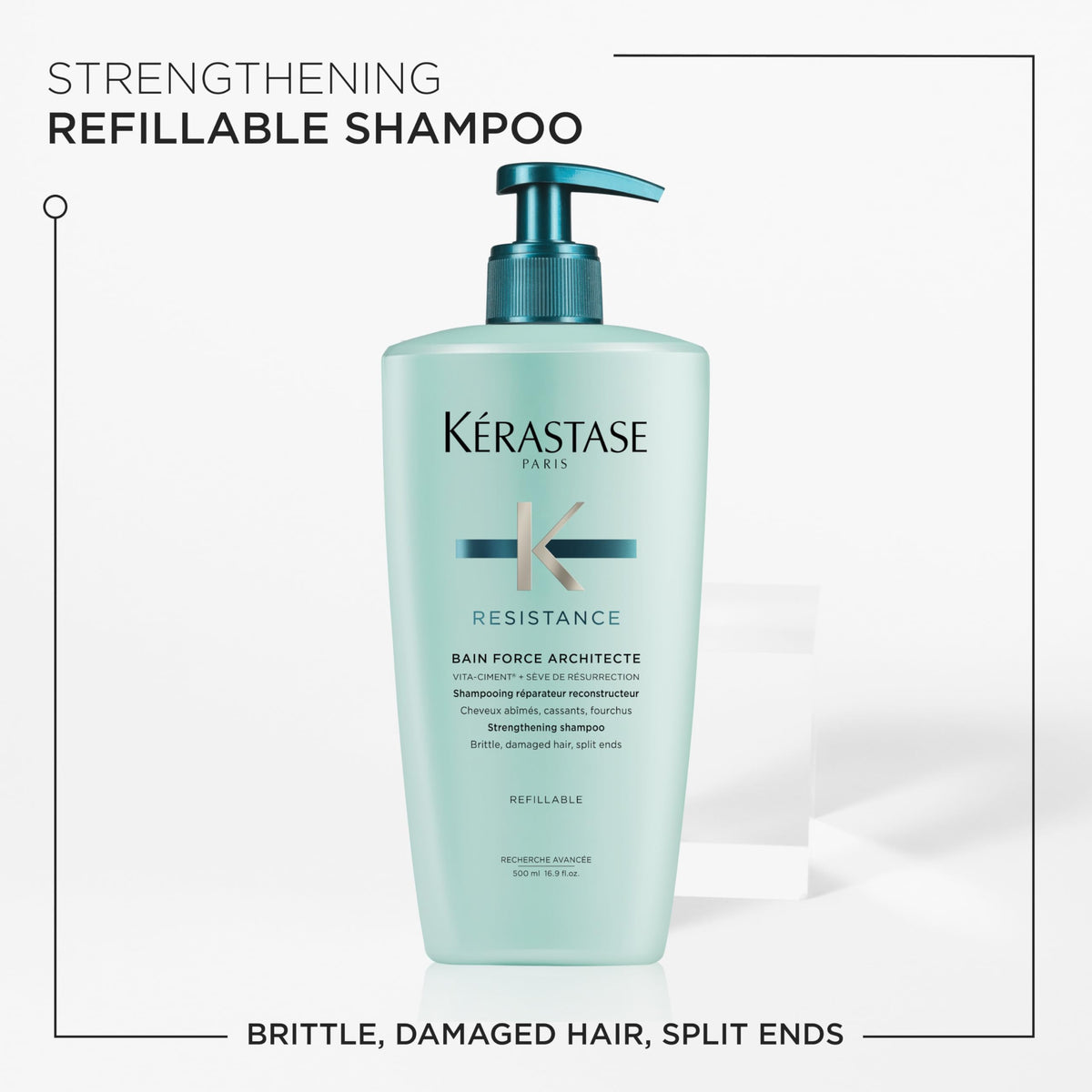 White Smoke KERASTASE Resistance Shampoo for Damage from Heat Styling, 16.9 Fl Oz