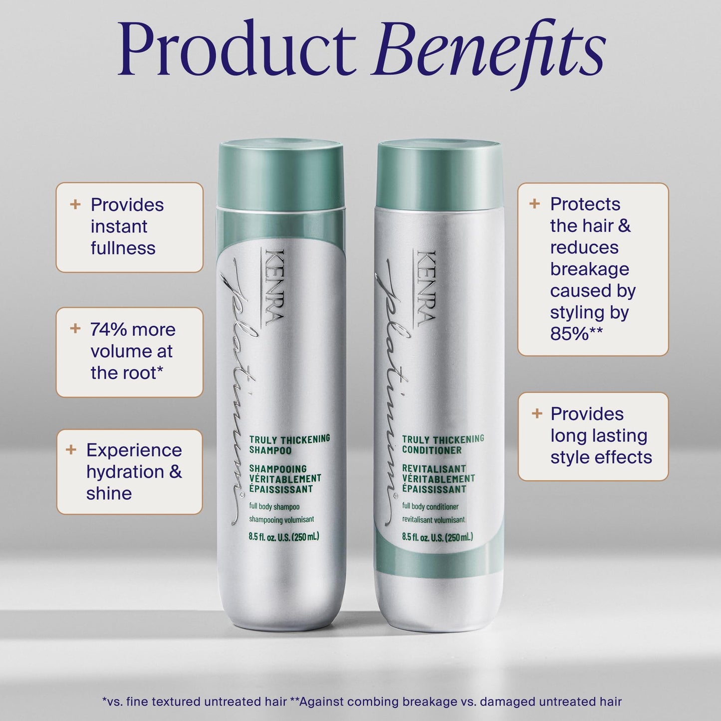Light Gray Kenra Platinum Truly Thickening Conditioner | Volumizing + Fuller-Looking Hair | Adds Body | Lightweight | for Fine & Thin Hair | Sulfate Free | Color Safe 33.8oz