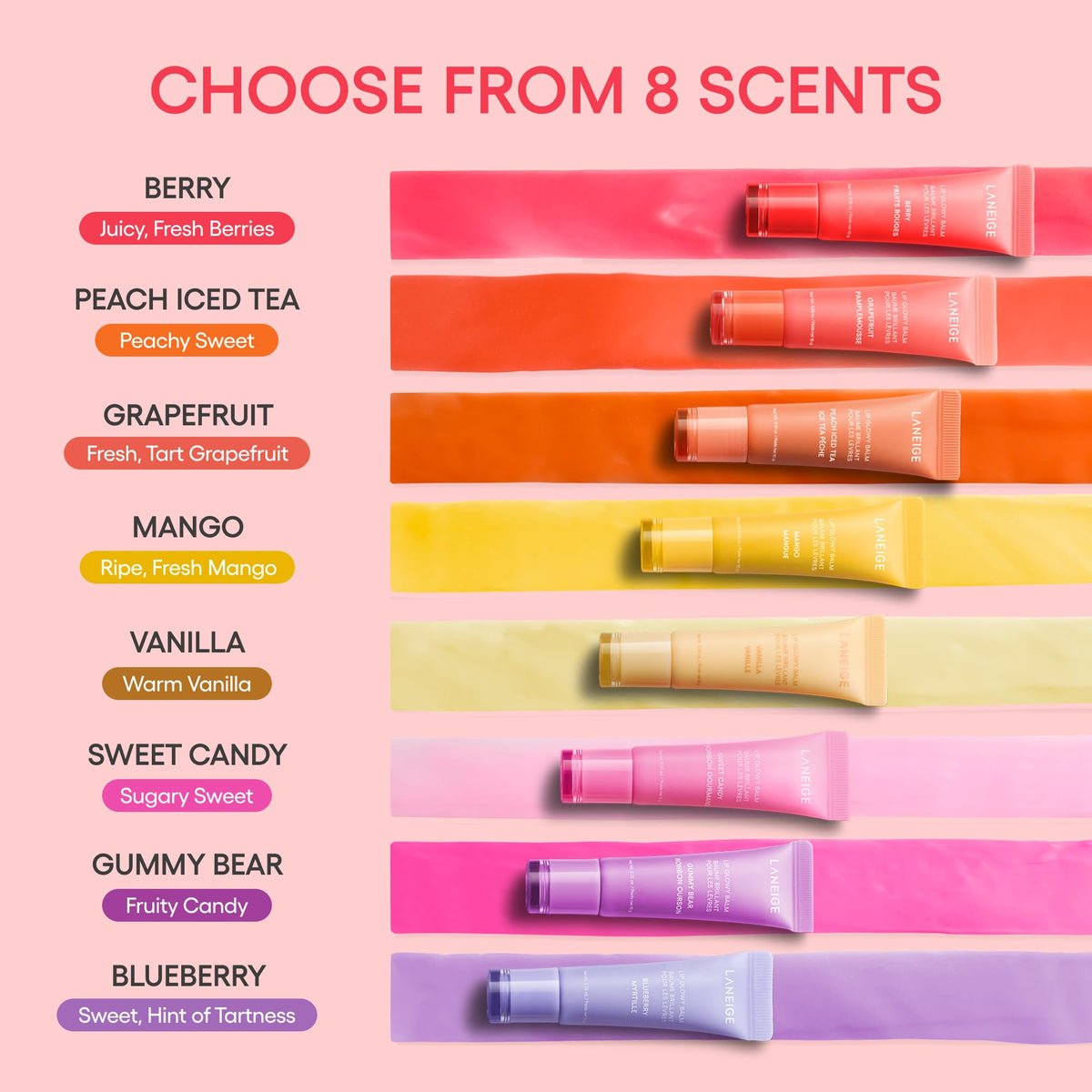 Pink LANEIGE Lip Glowy Balm: Sheer Tinted Lip Treatment Balm Tube