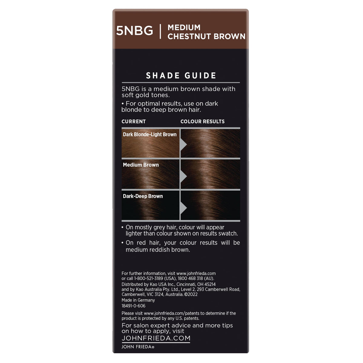 Black John Frieda Precision Foam Colour, Medium Chestnut Brown 5NBG, Full-coverage Hair Color Kit, Anti-Fade Gray Coverage, Deep Color Saturation Hair Dye, 1 Application